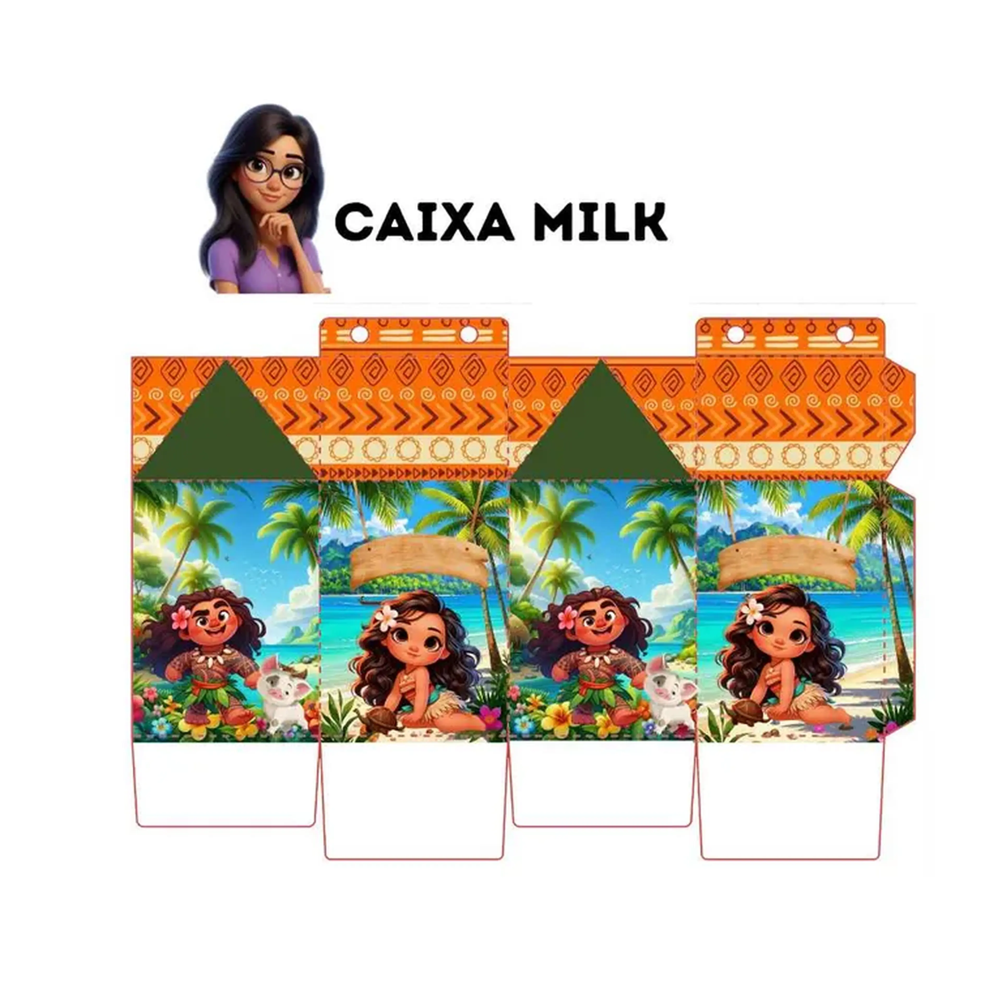 caixa milk tema Moana imagem