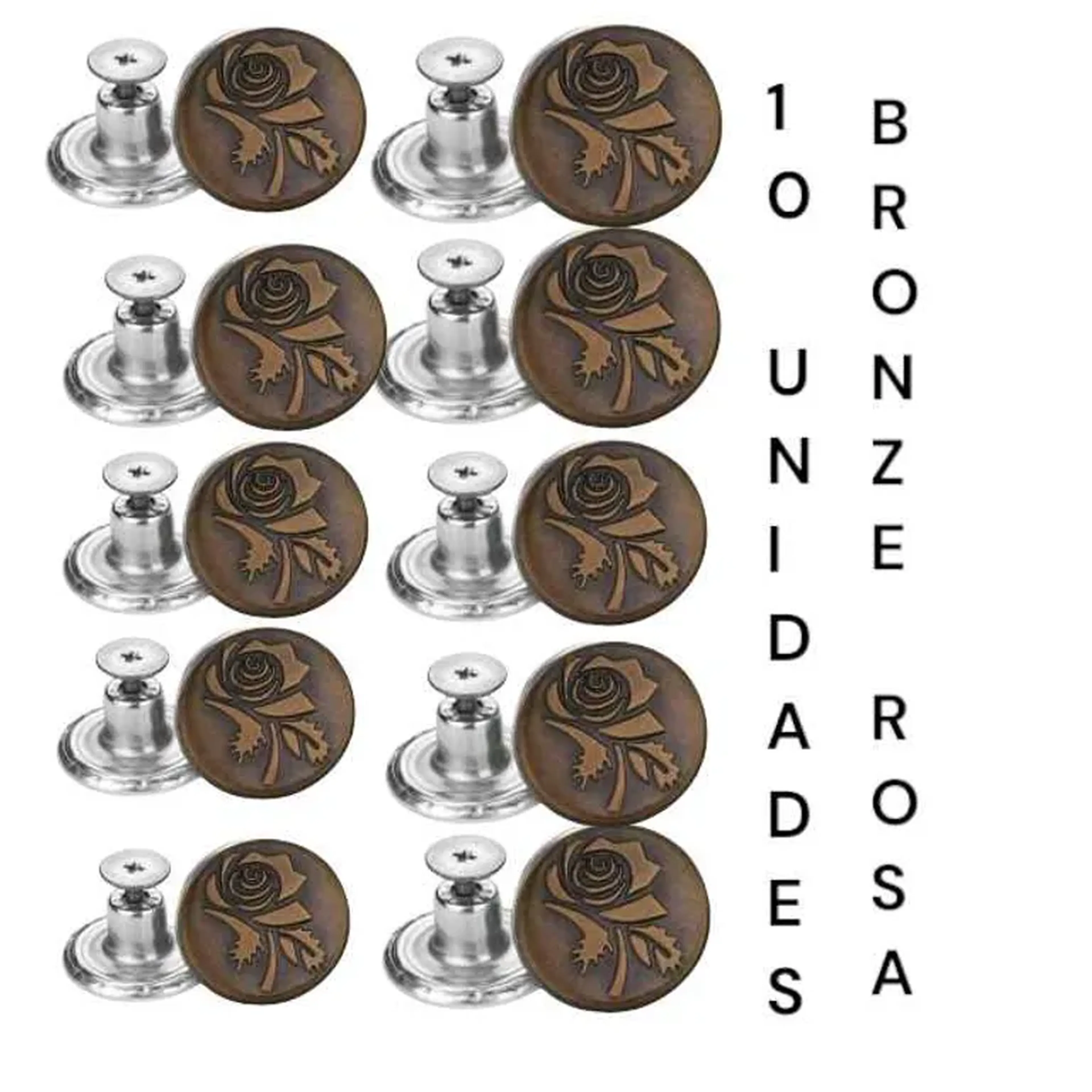 Conjunto com 10 Botões Parafusáveis – 17mm (sem chave) imagem