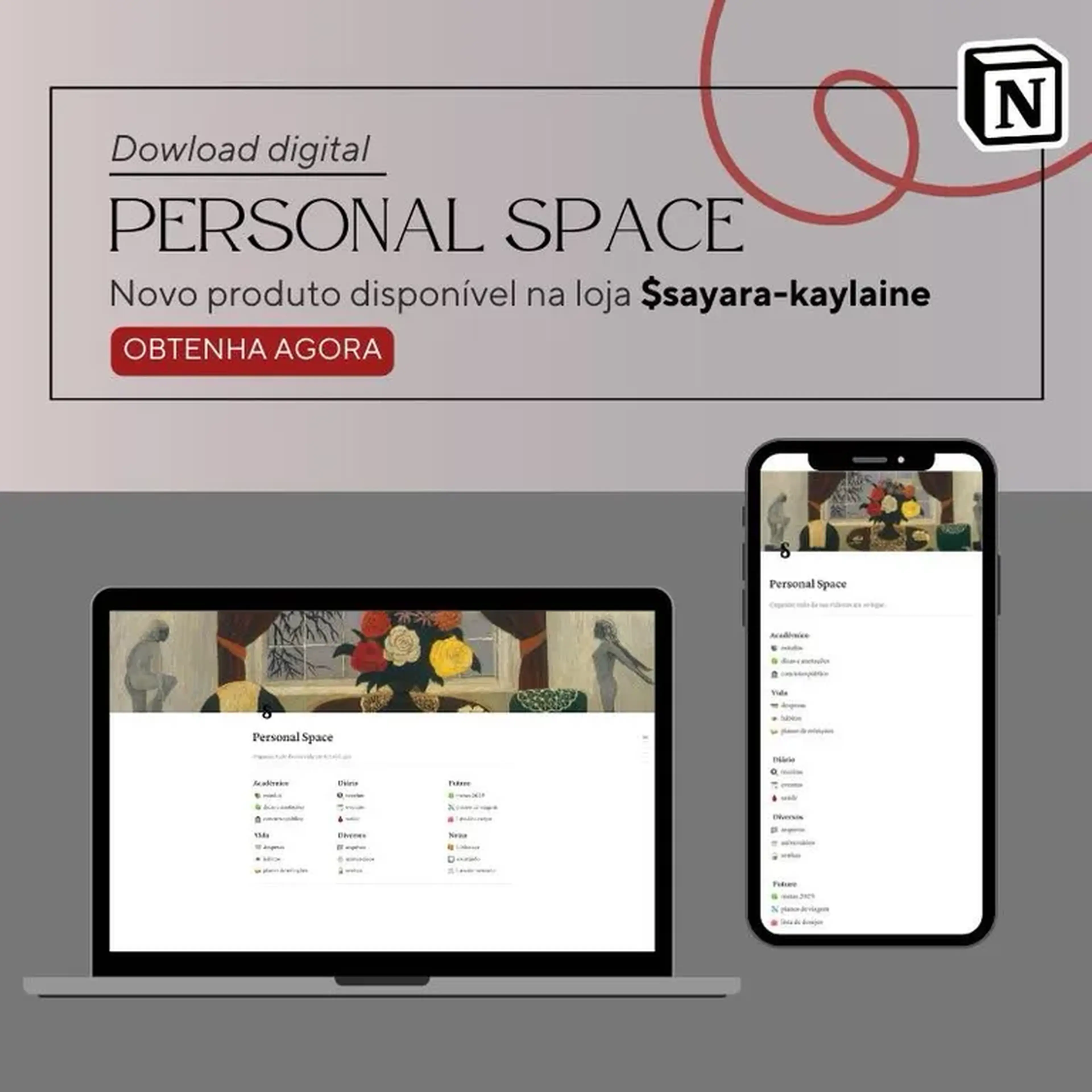 Template Notion: Personal Space imagem