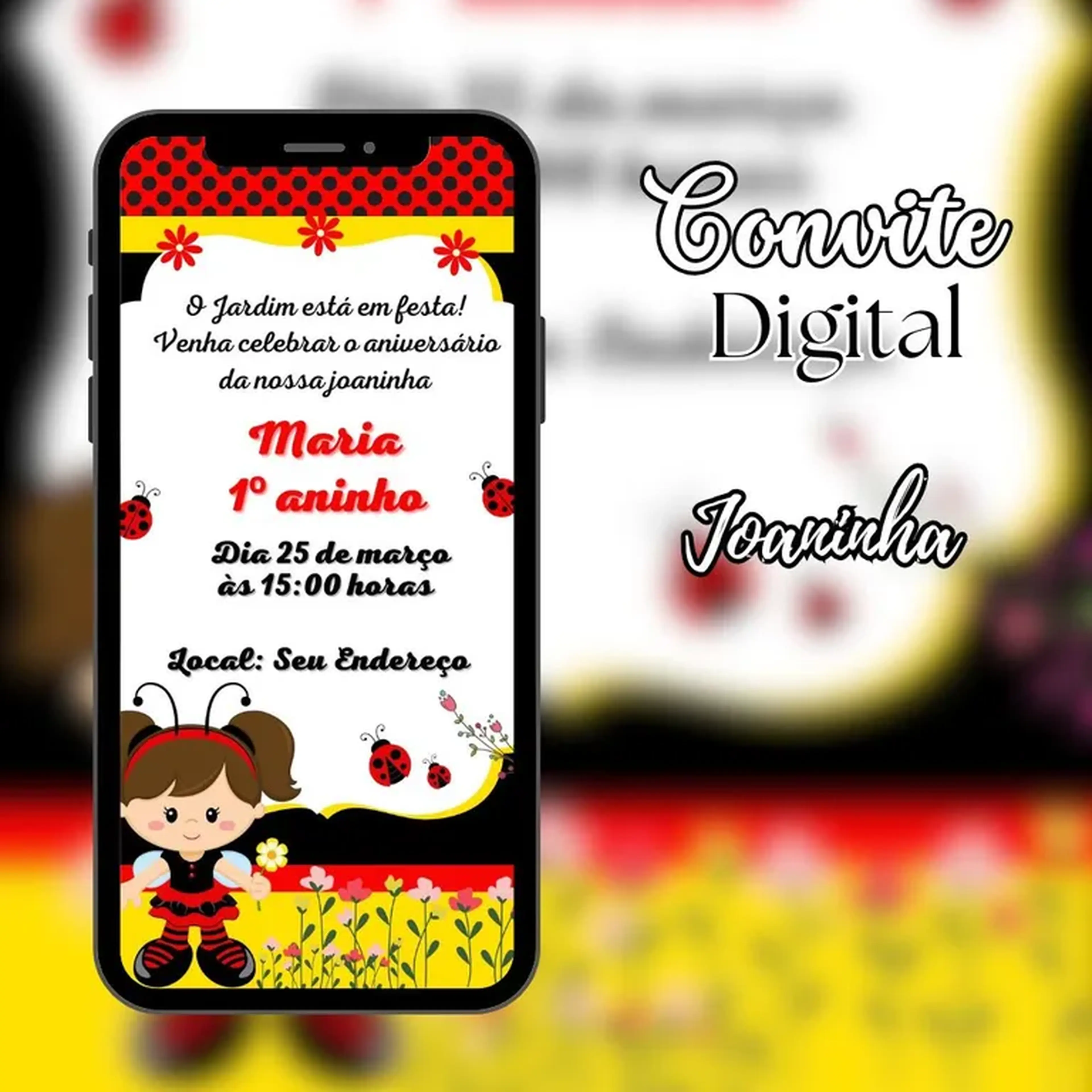 Convite Digital - Joaninha imagem