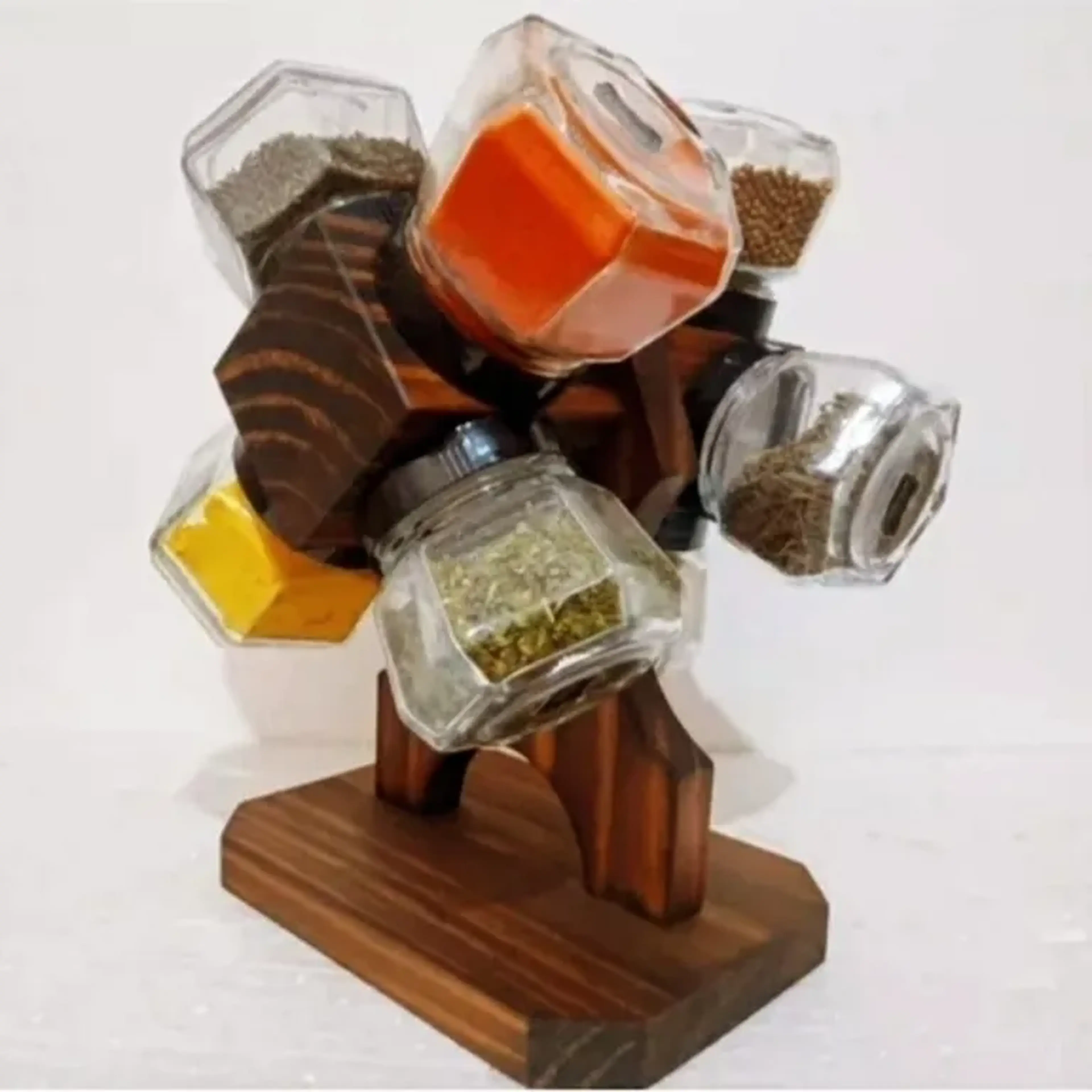 suporte duplo 08 potes Condimentos Giratório imagem