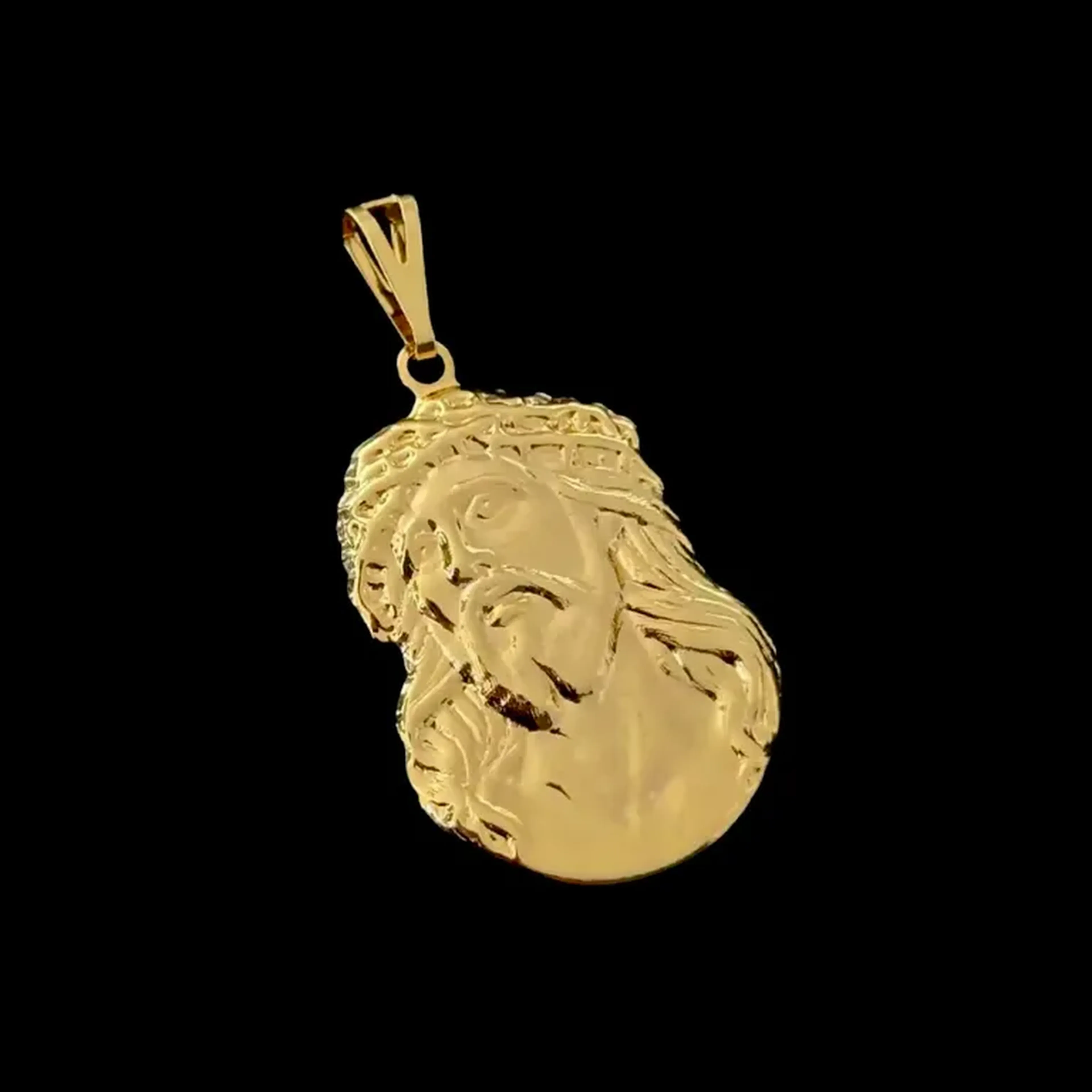 Pingente Face De Cristo Banhado a Ouro 18k imagem