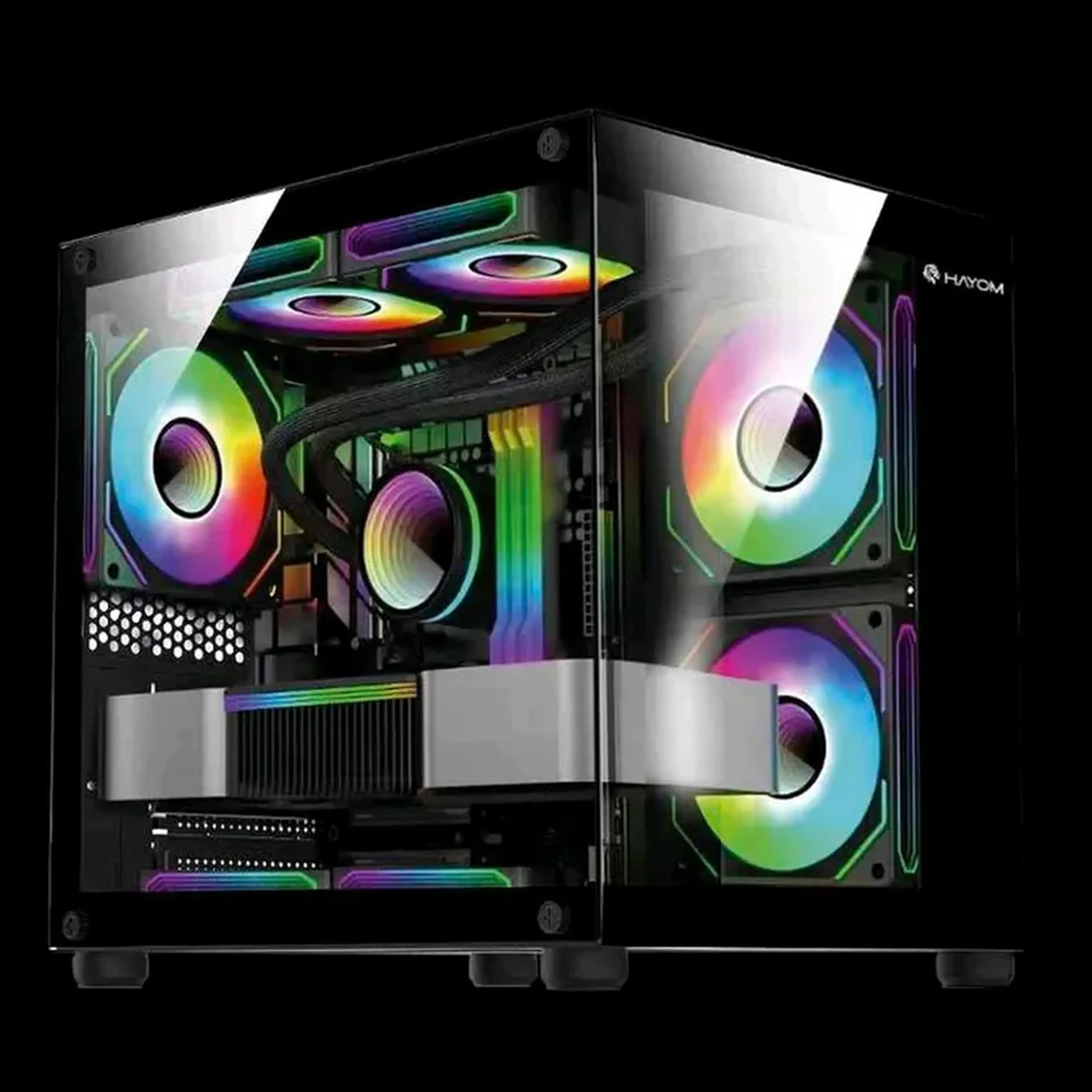 Gabinete Gamer GB-1796 PRETO Hayom, 04 Fans RGB Inclusa, Vidro imagem