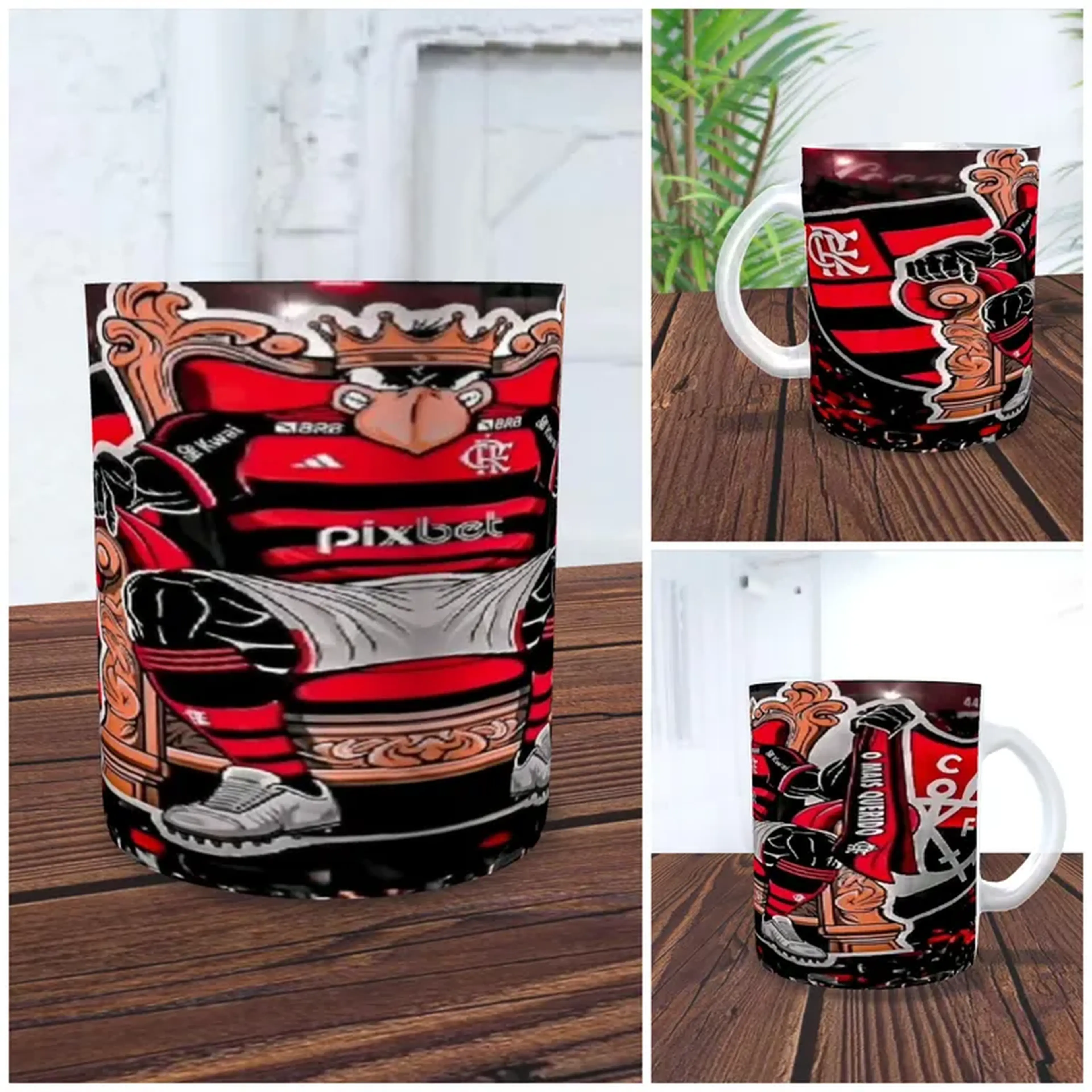 Caneca Chopp Flamengo 325ml Vidro + Caixa Envios Hoje imagem