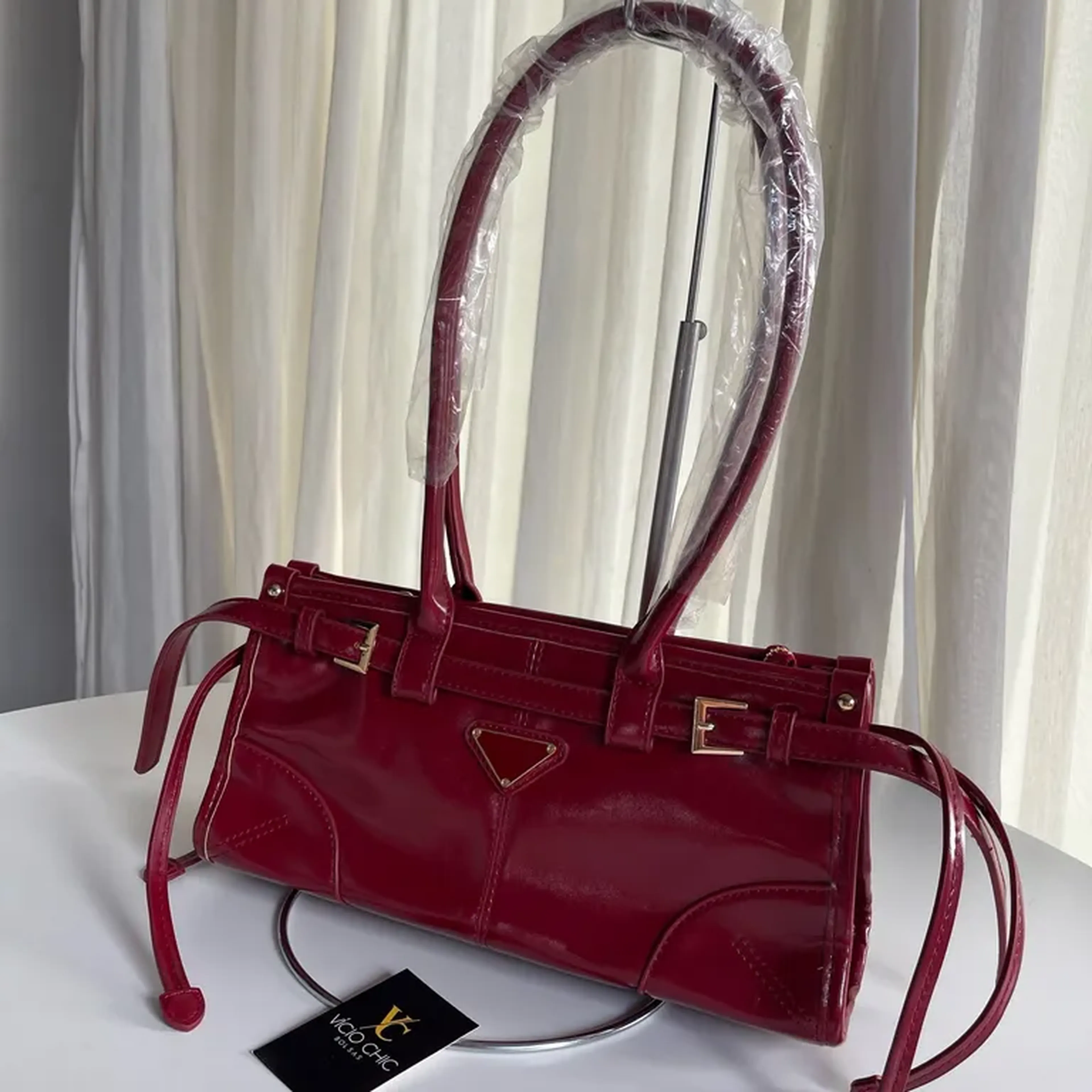 Bolsa Inspiração Prada Bonnie vinho imagem