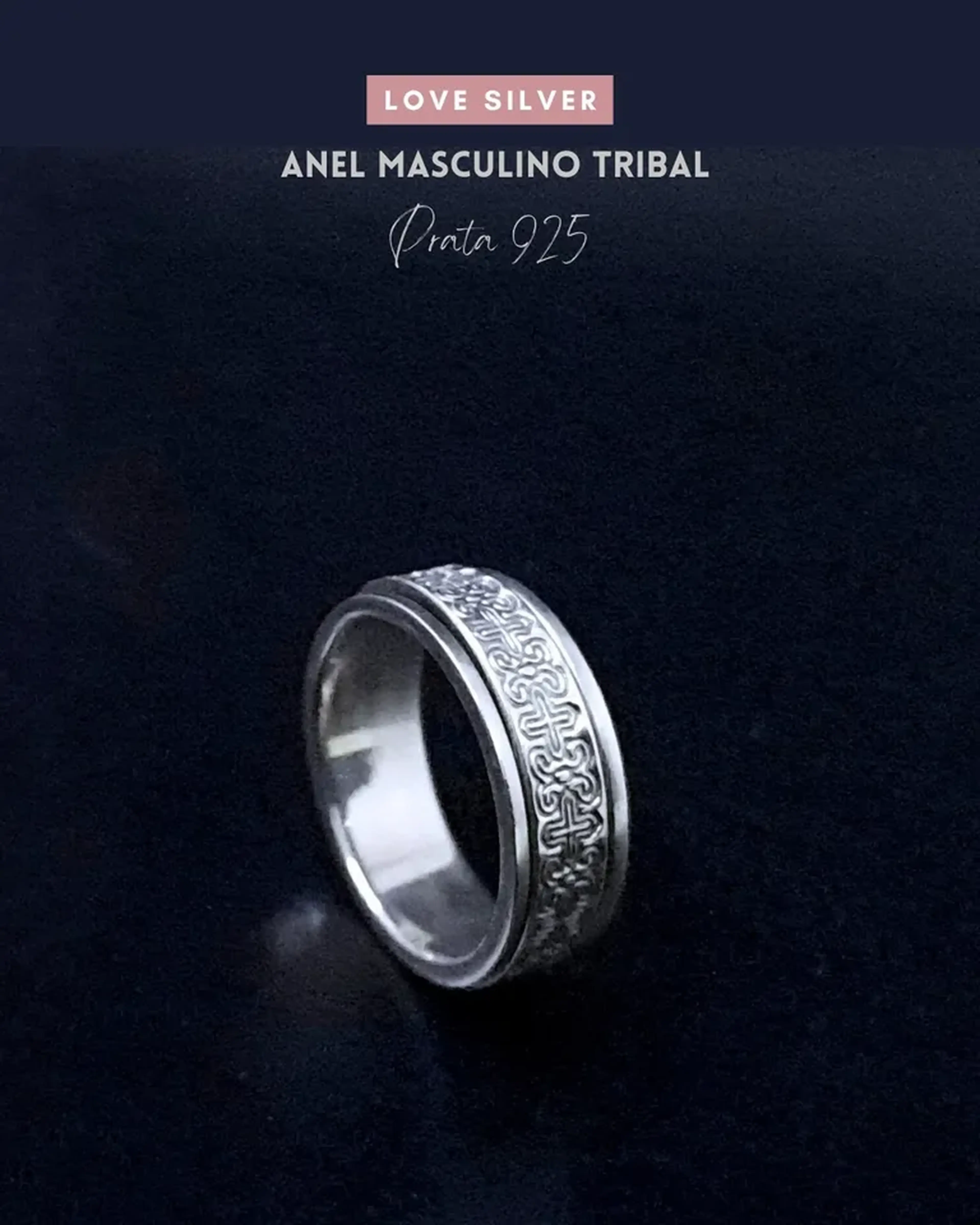 Anel Masculino de Prata 925 com Design Exclusivo imagem