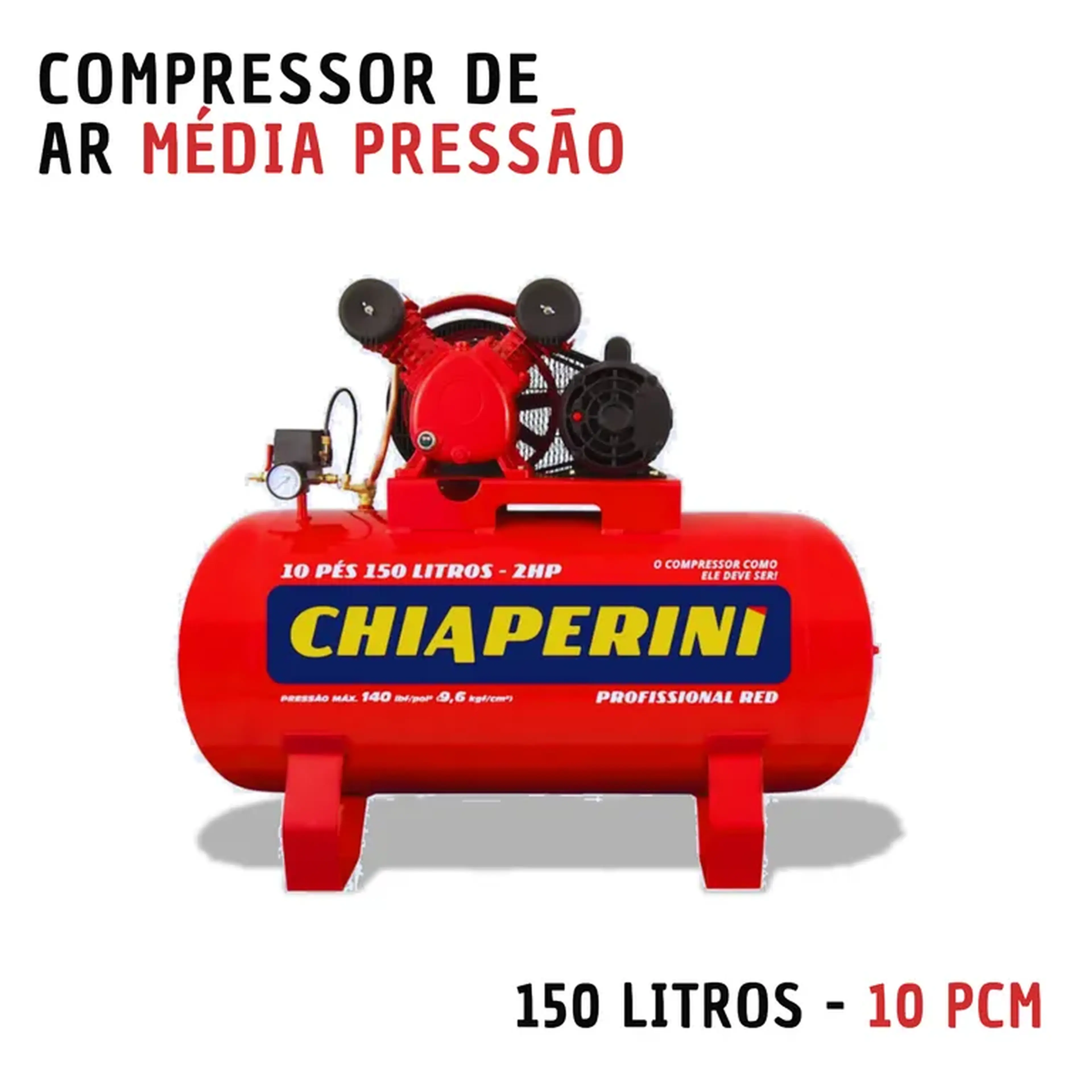 Compressor de ar média pressão 150 litros (10 pcm) imagem