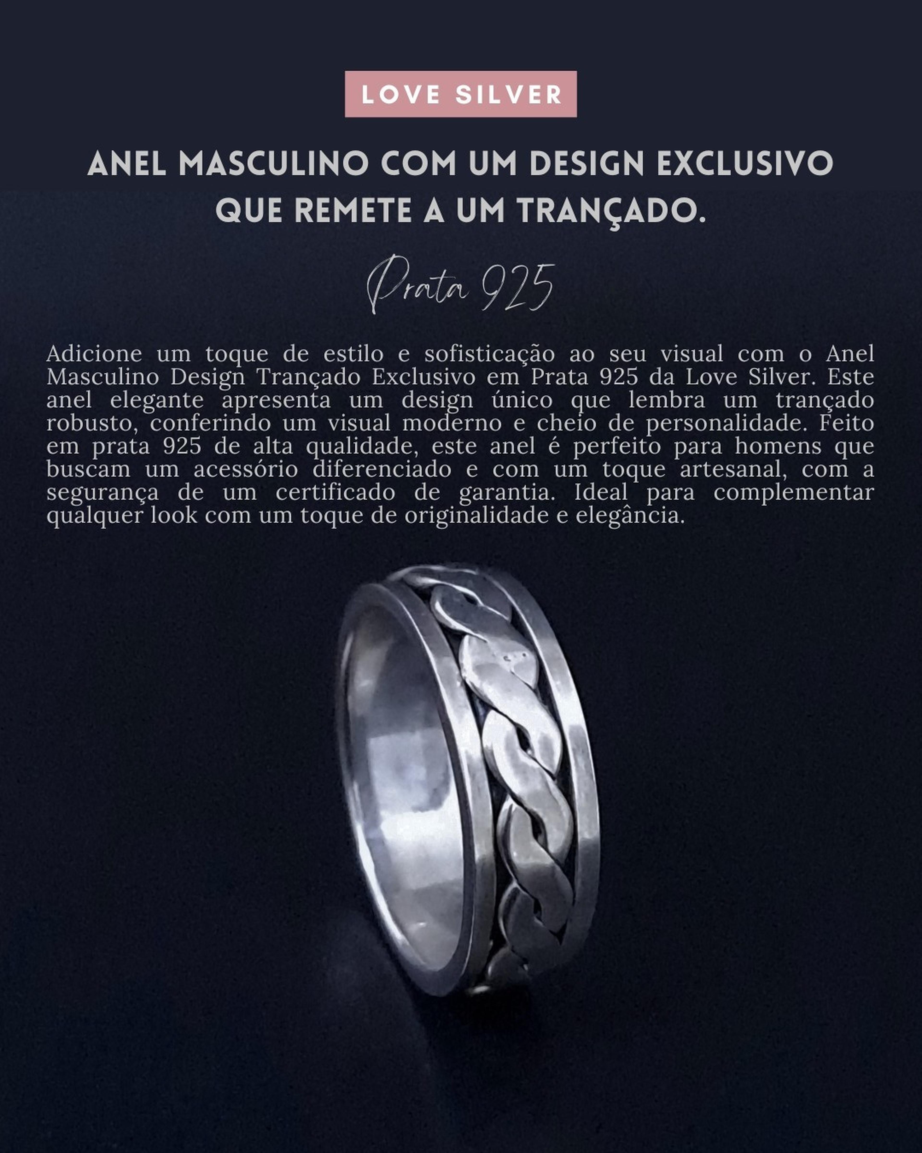 Anel Masculino de Prata Bali 925 Giratório imagem