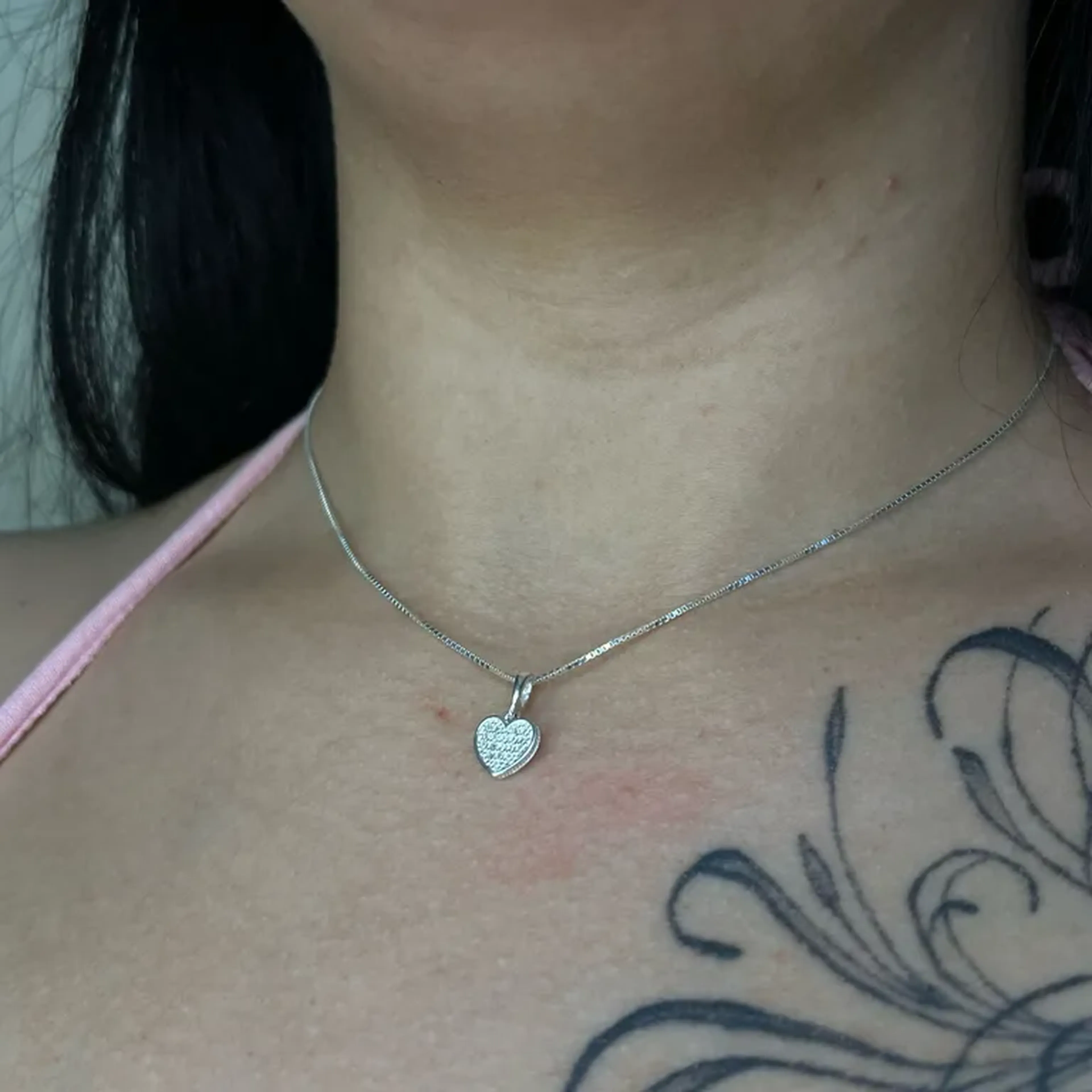 Gargantilha Coração Cravejado, 45 centímetros imagem