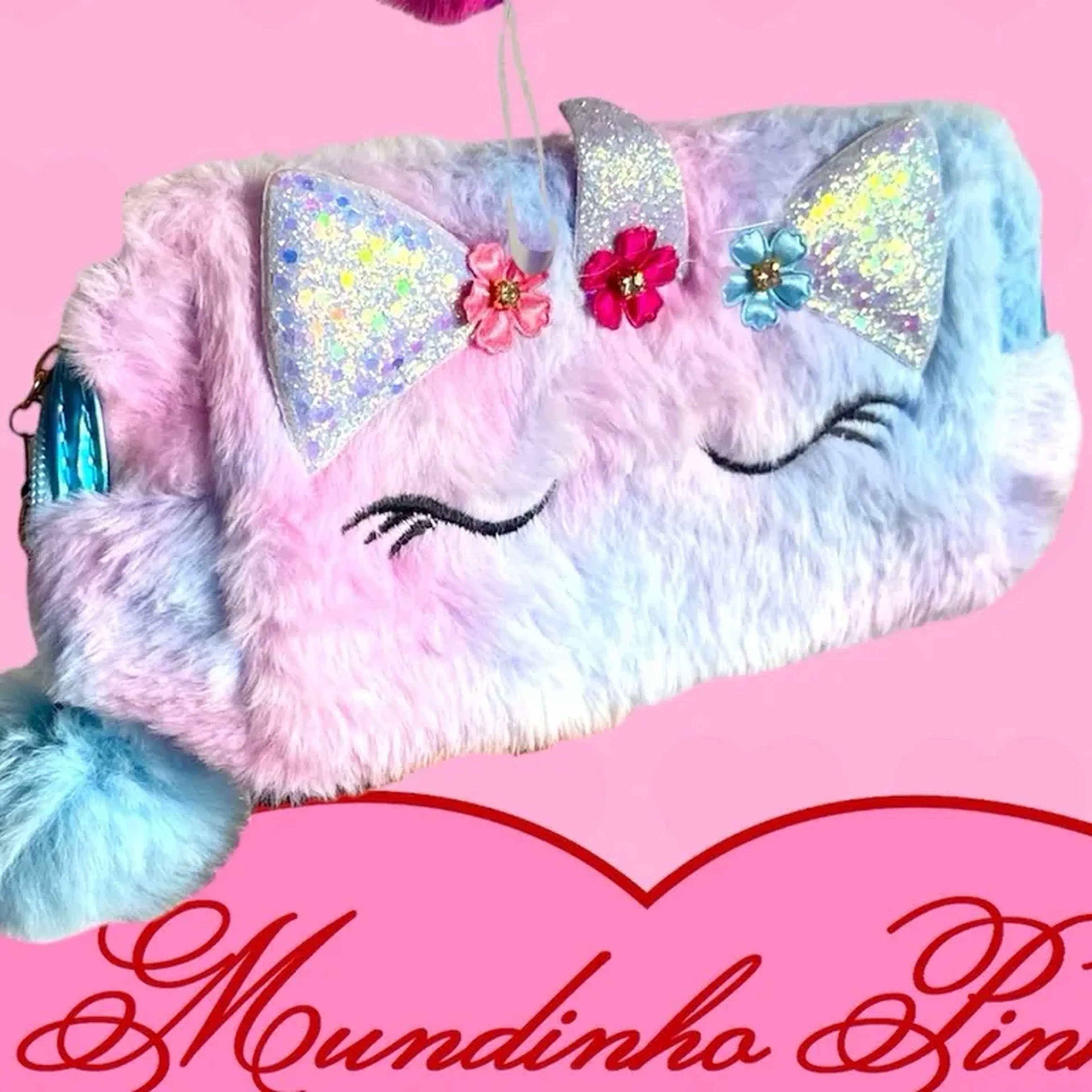 estojo pelúcia unicórnio imagem