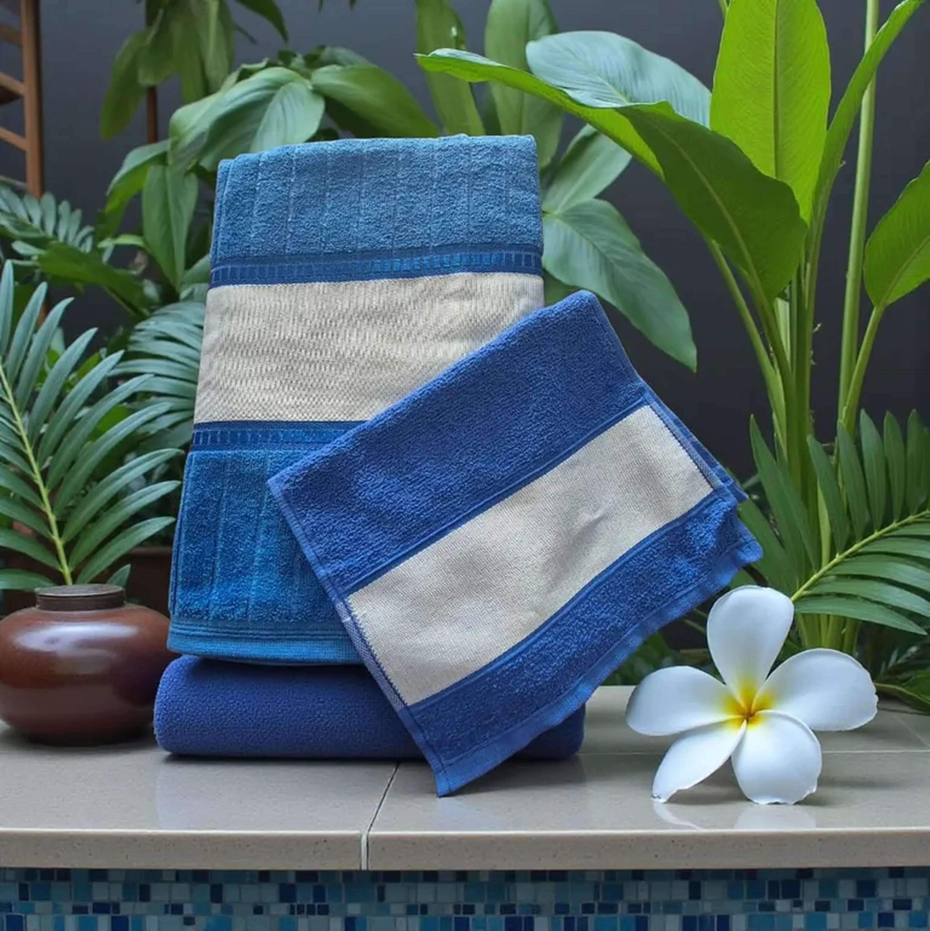 Toalha Banho Azul Personalizada tam:70x140cm imagem