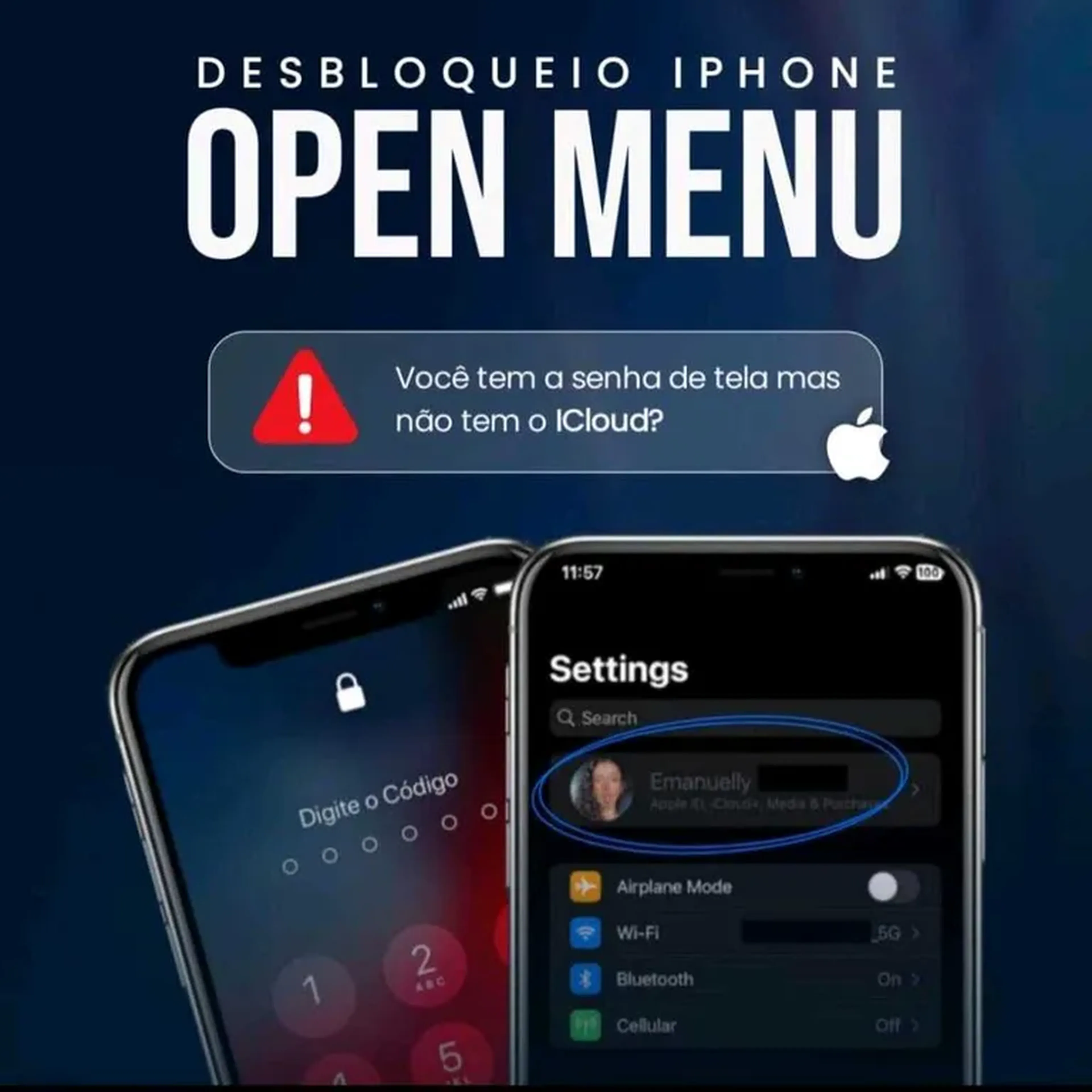 Iphone 5S ao 16ProMax - Open Menu - Menu Aberto com Senha de Tel imagem