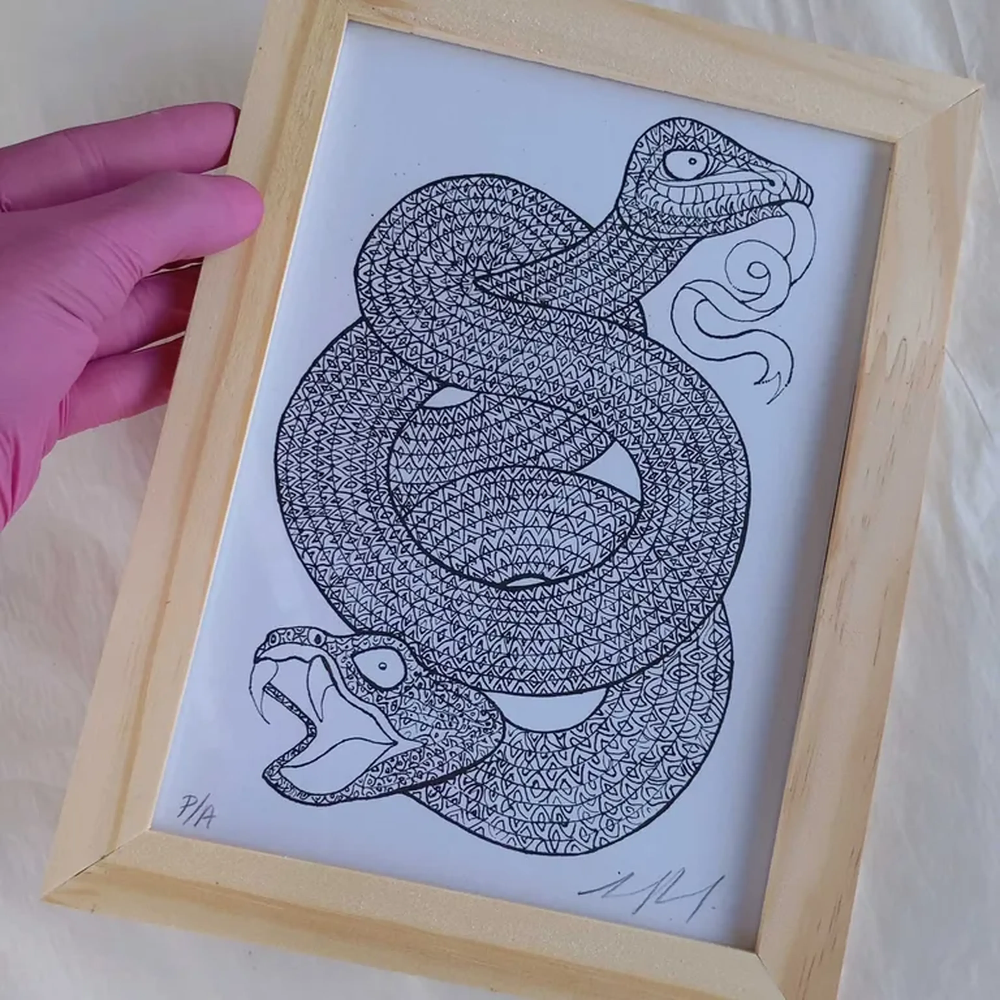 Bestiário Borges - Anfisbena - 15x21 cm moldura plana imagem