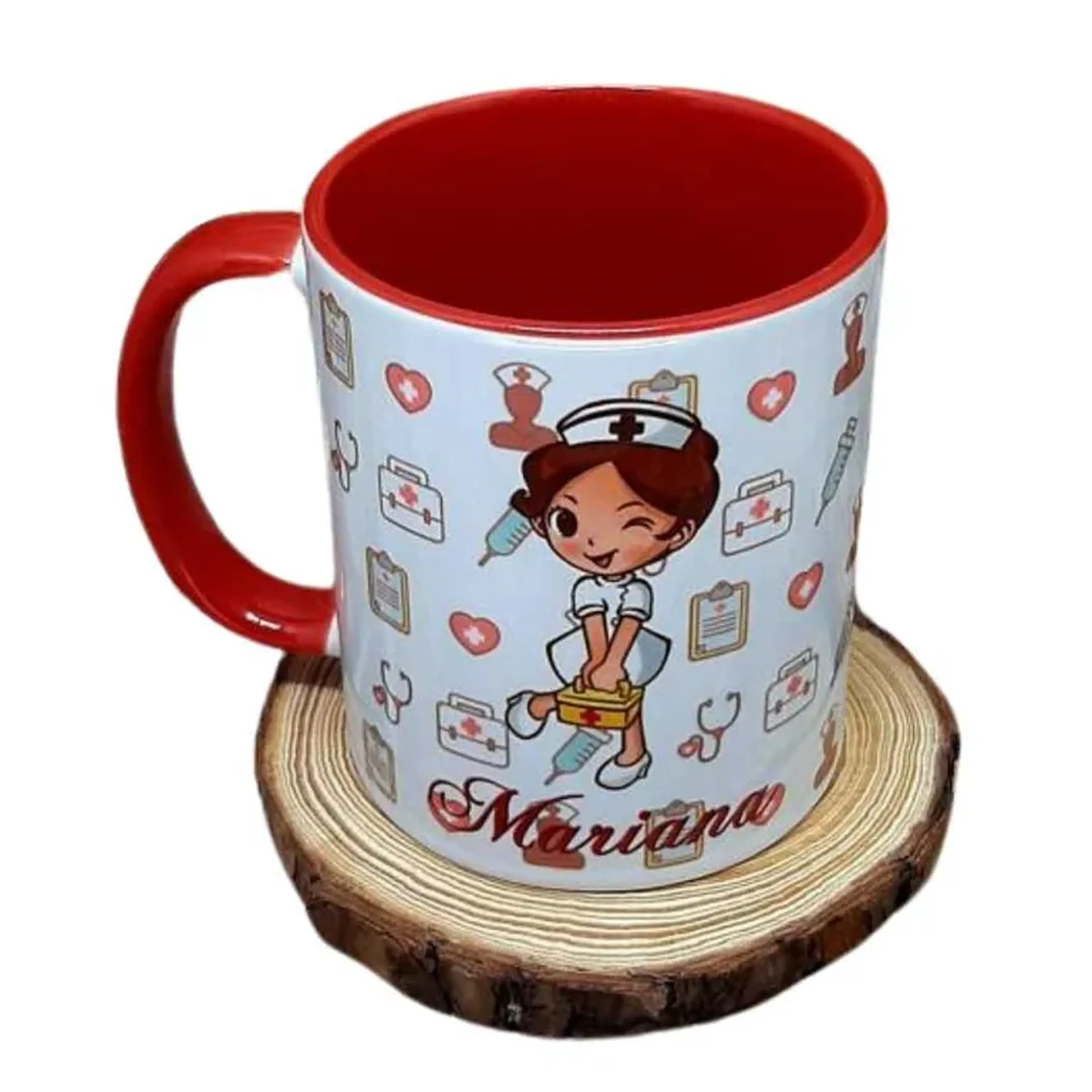 Caneca Personalizada Alça e Interior Vermelha imagem