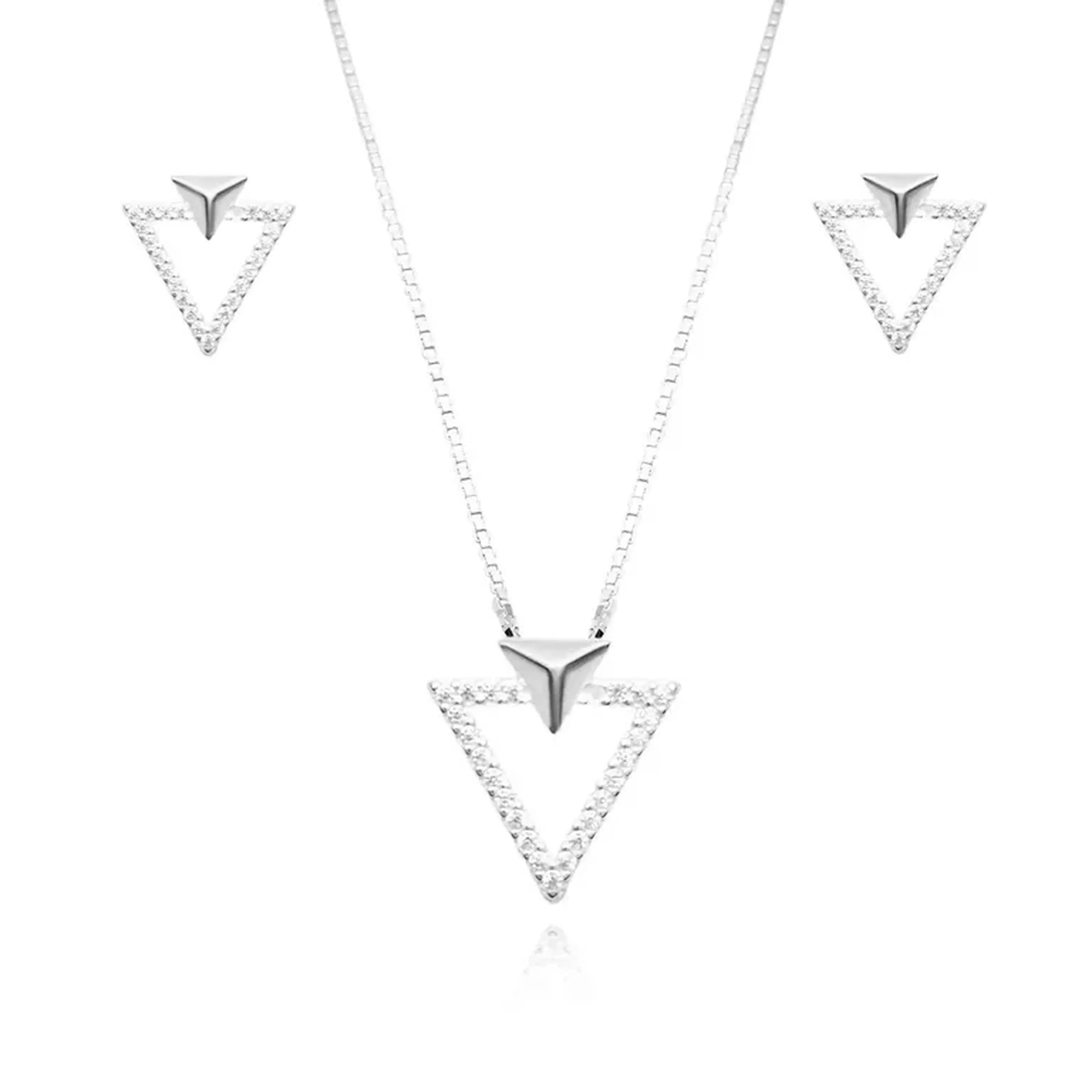 Conjunto Colar + Brinco Triângulo imagem