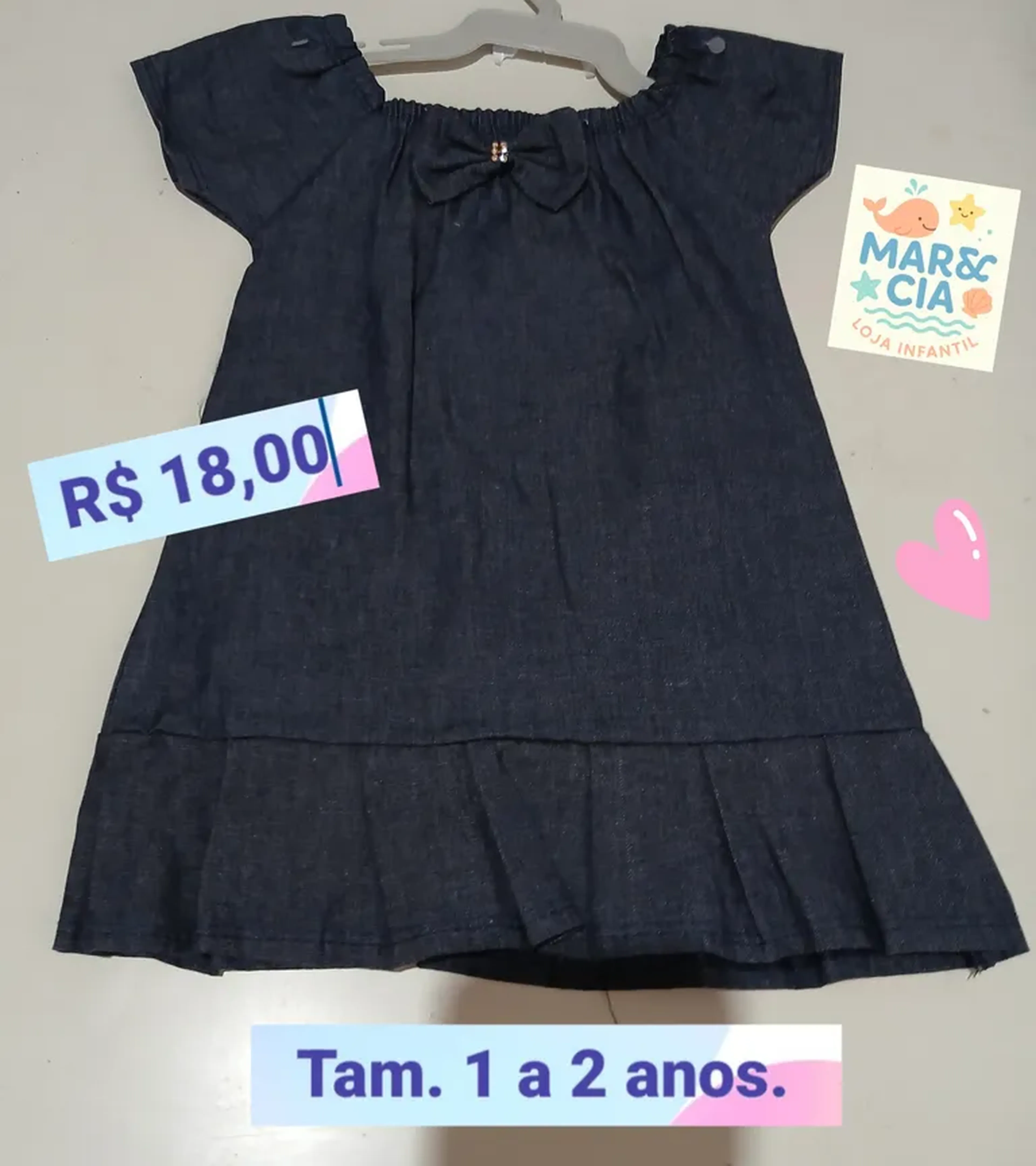 Vestido Jeans tamanho baby Veste 6 meses a 1 ano imagem
