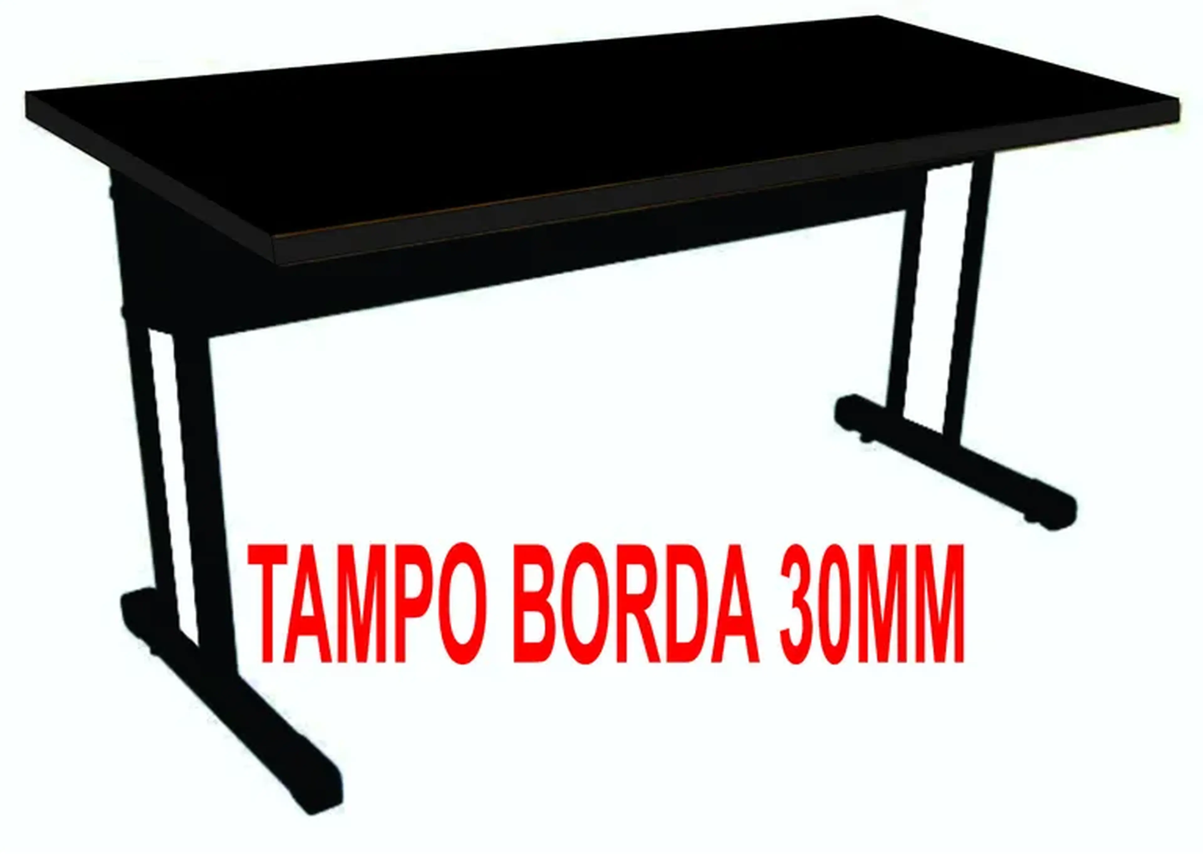 MESA SEM GAVETAS 100X60X74 TAMPO BORDA 30MM FITADO - PÉS METAL imagem