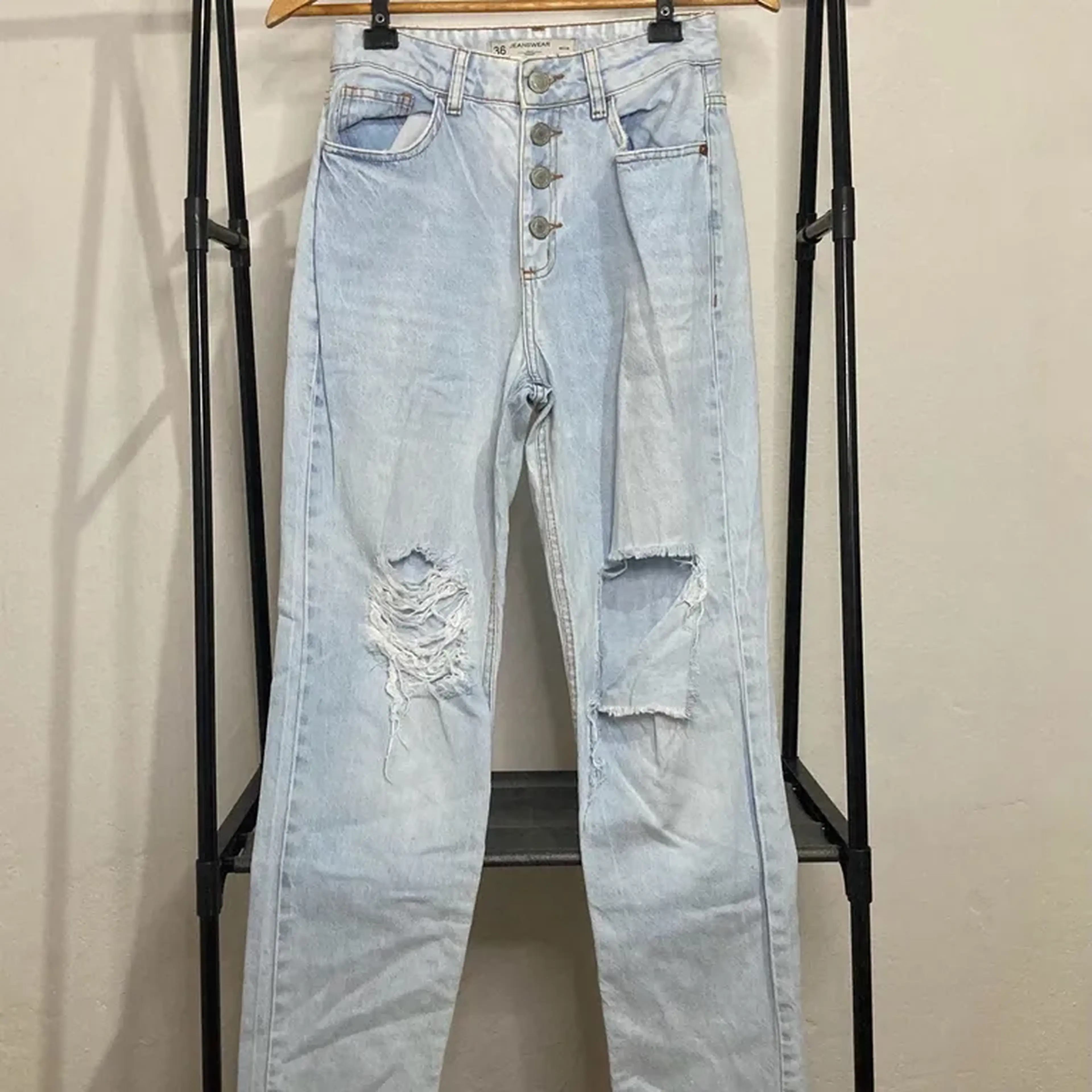 Calça jeans denim mom destroyed 👖 imagem