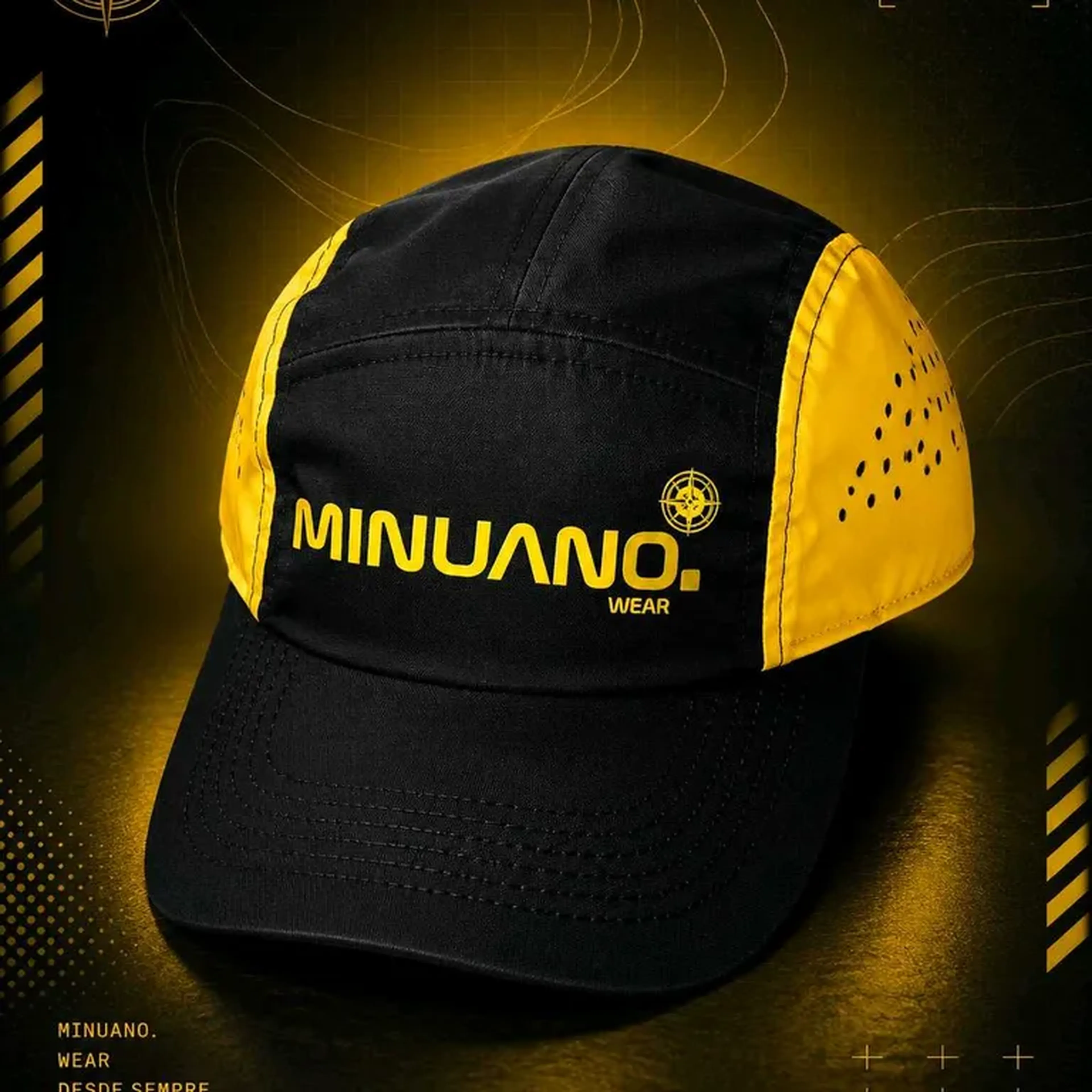 Boné Running Preto Amarelo Minuano Wear imagem