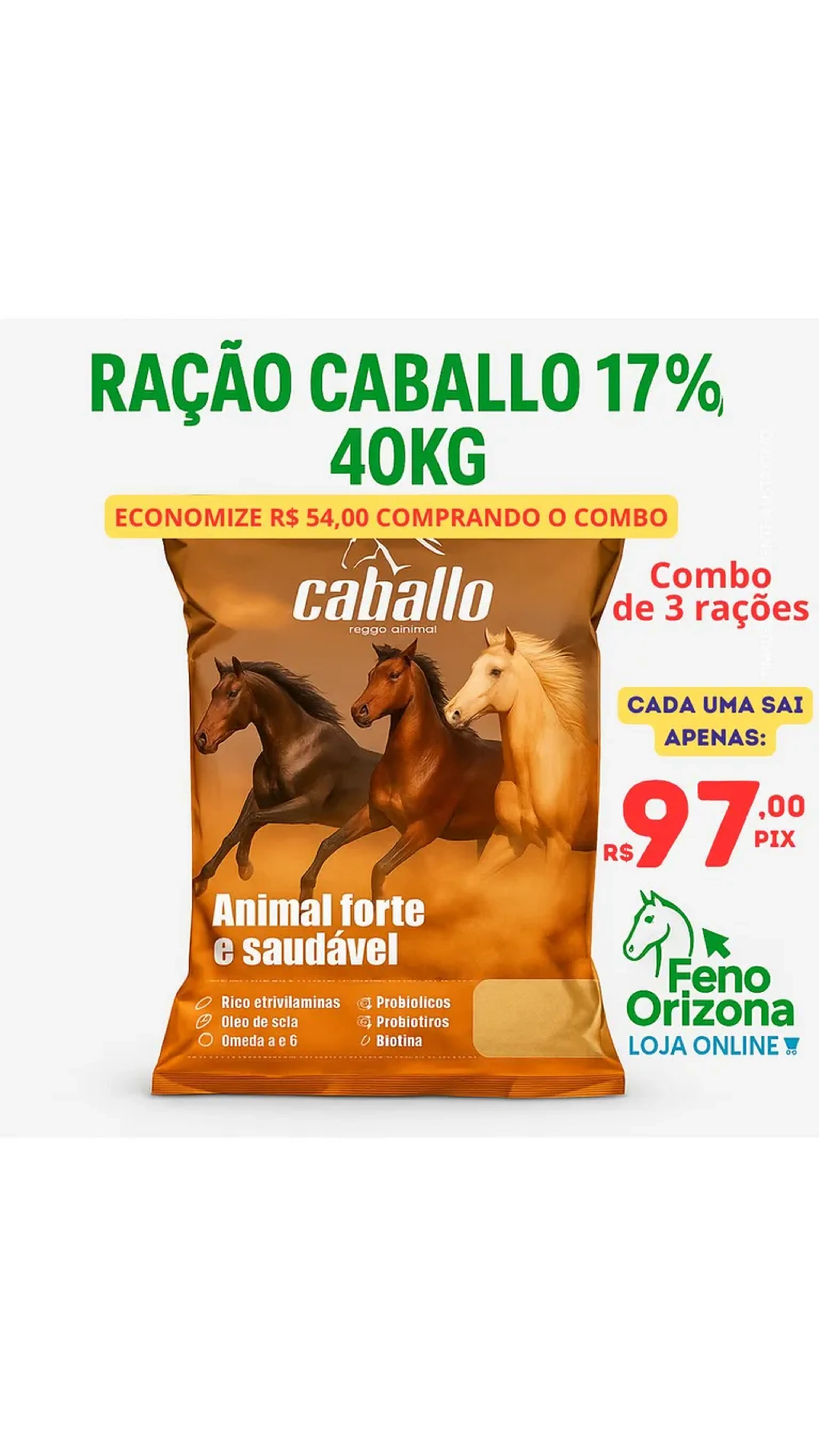 Combo de 3 Rações - Caballo 17% imagem