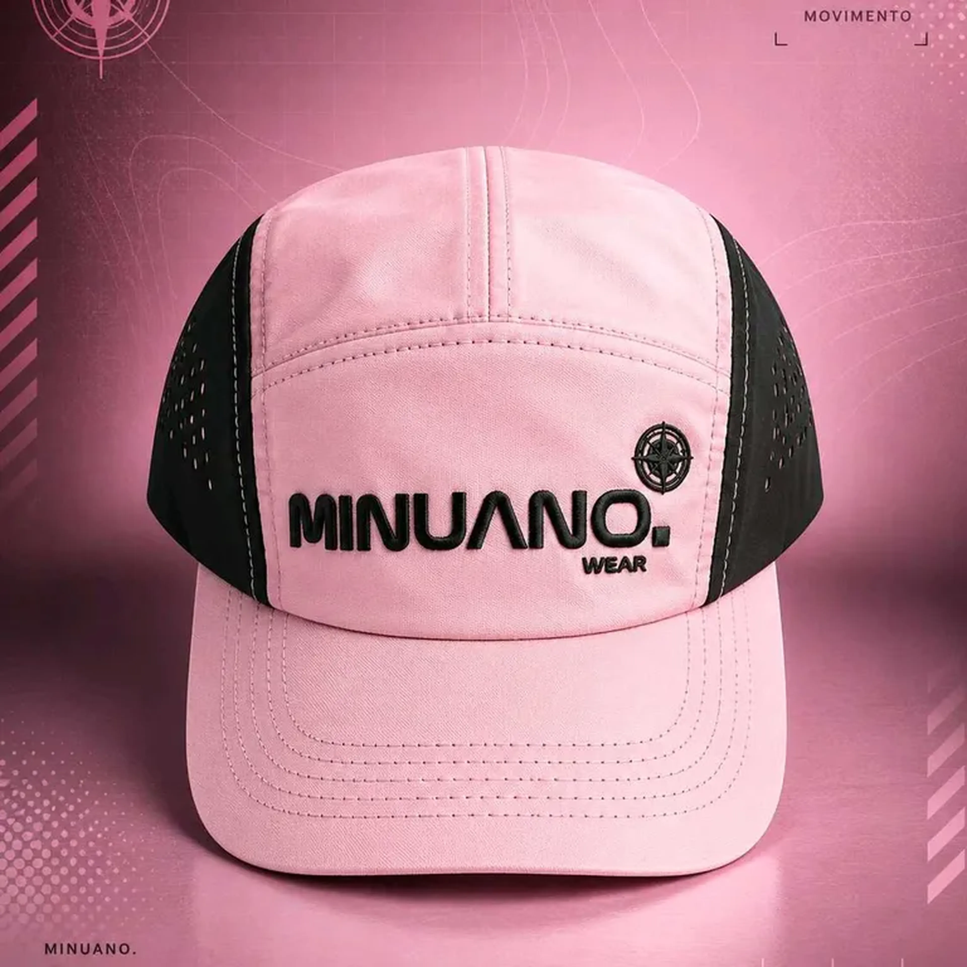 Boné Running Rosa Preto Minuano Wear imagem