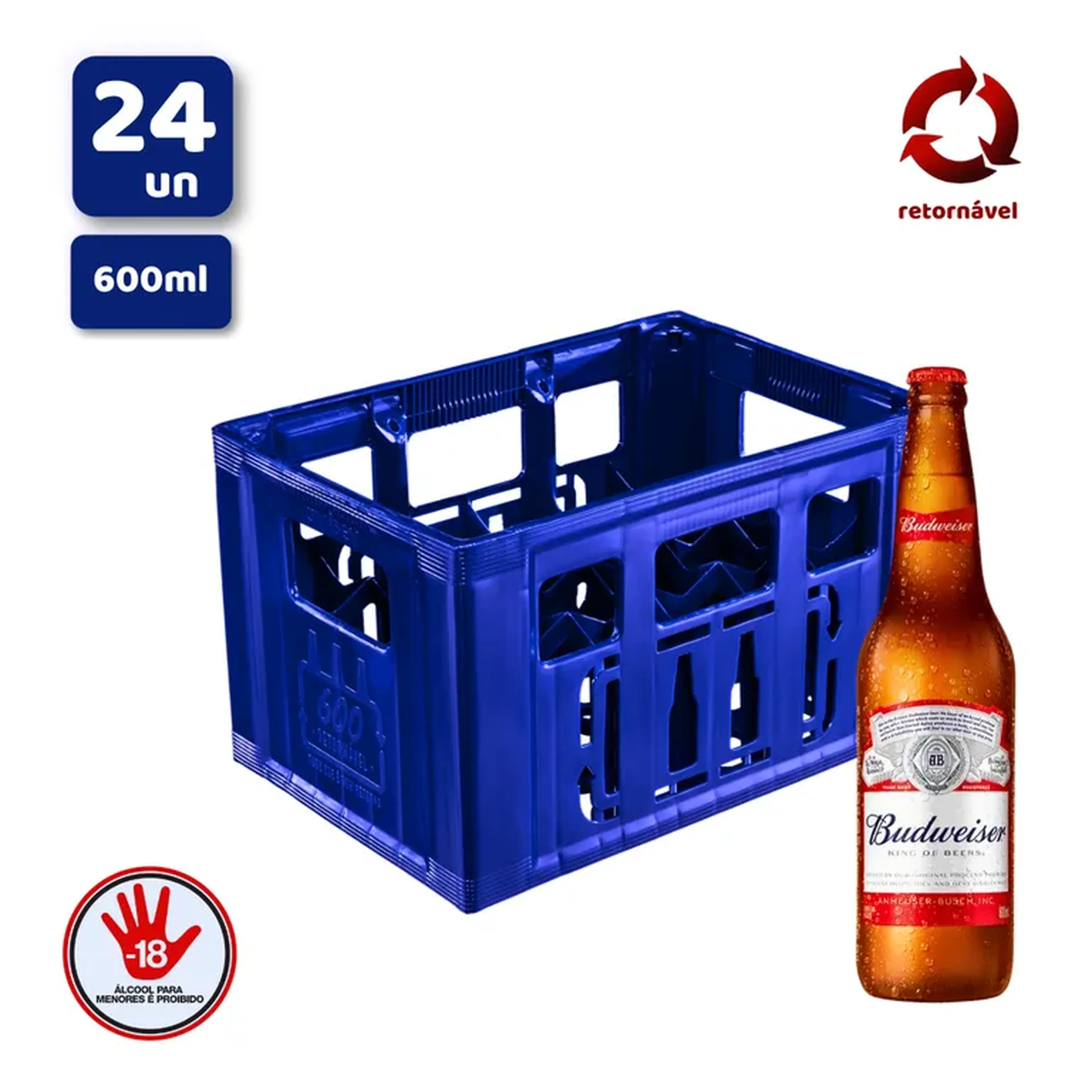 Cerveja Budweiser 600 ml cx 24 und quente imagem
