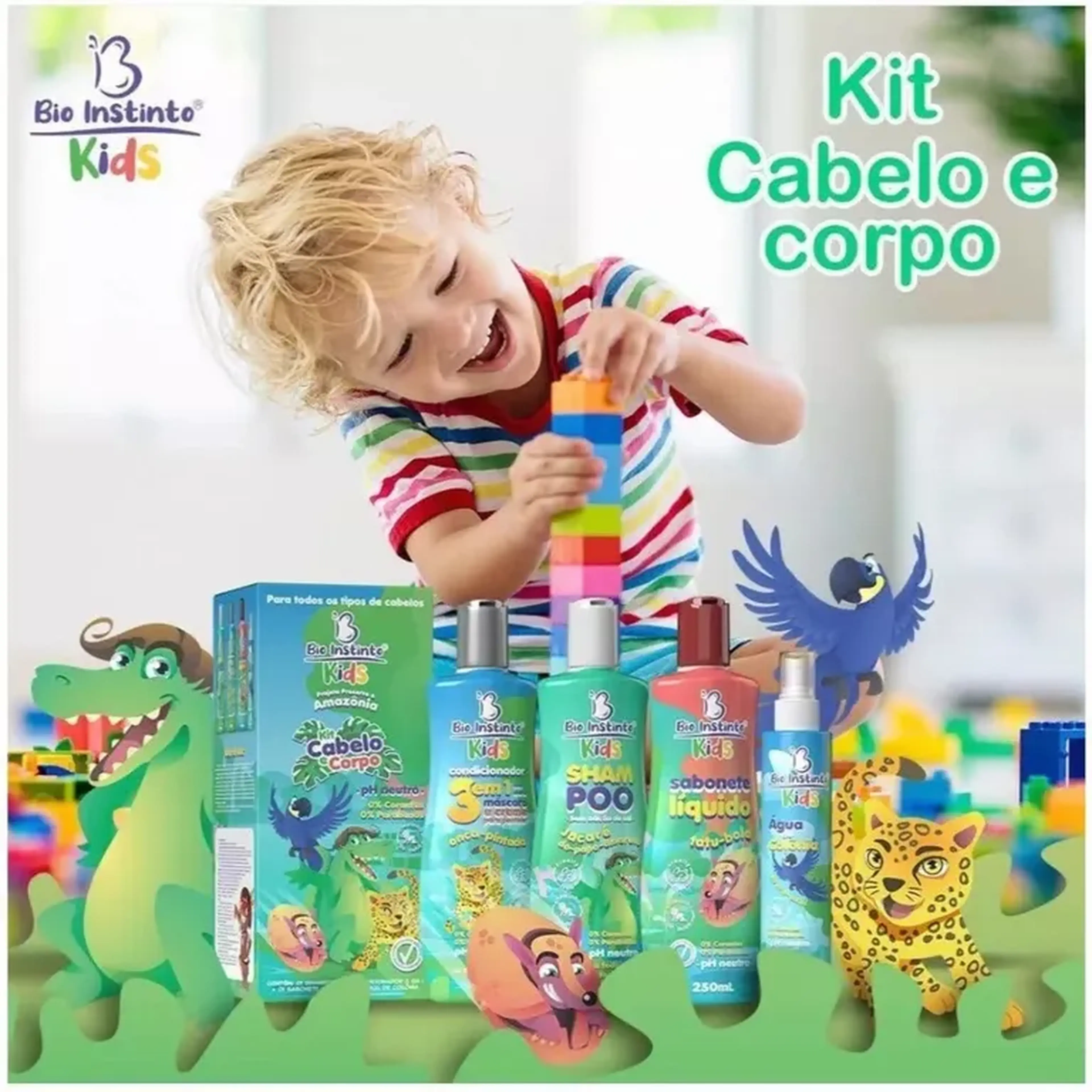 Kits Infantil Cabelo e Corpo Bio Instinto Lisos Ondulados Cachea imagem
