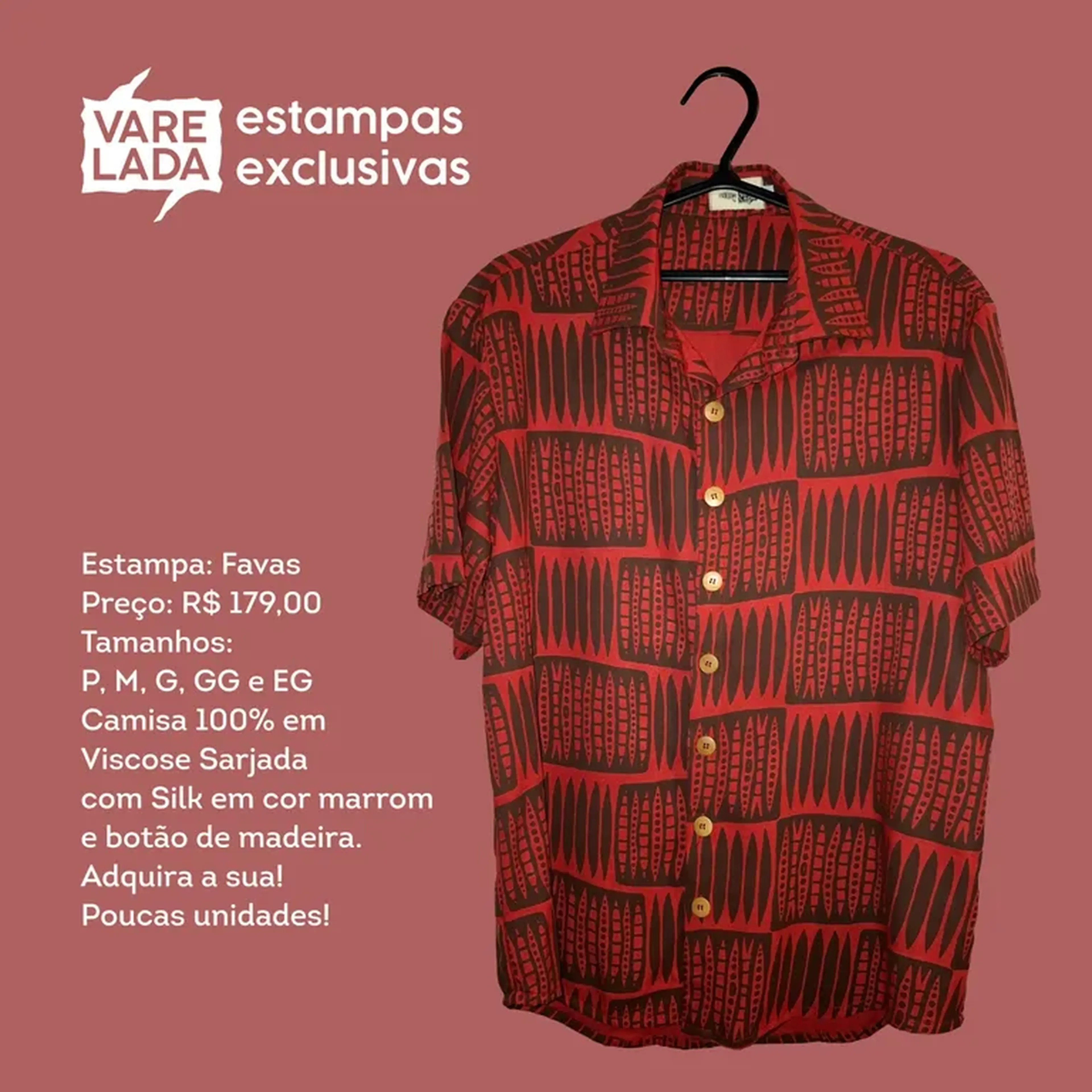 Camisa Estampa Favas Cor Vermelha imagem
