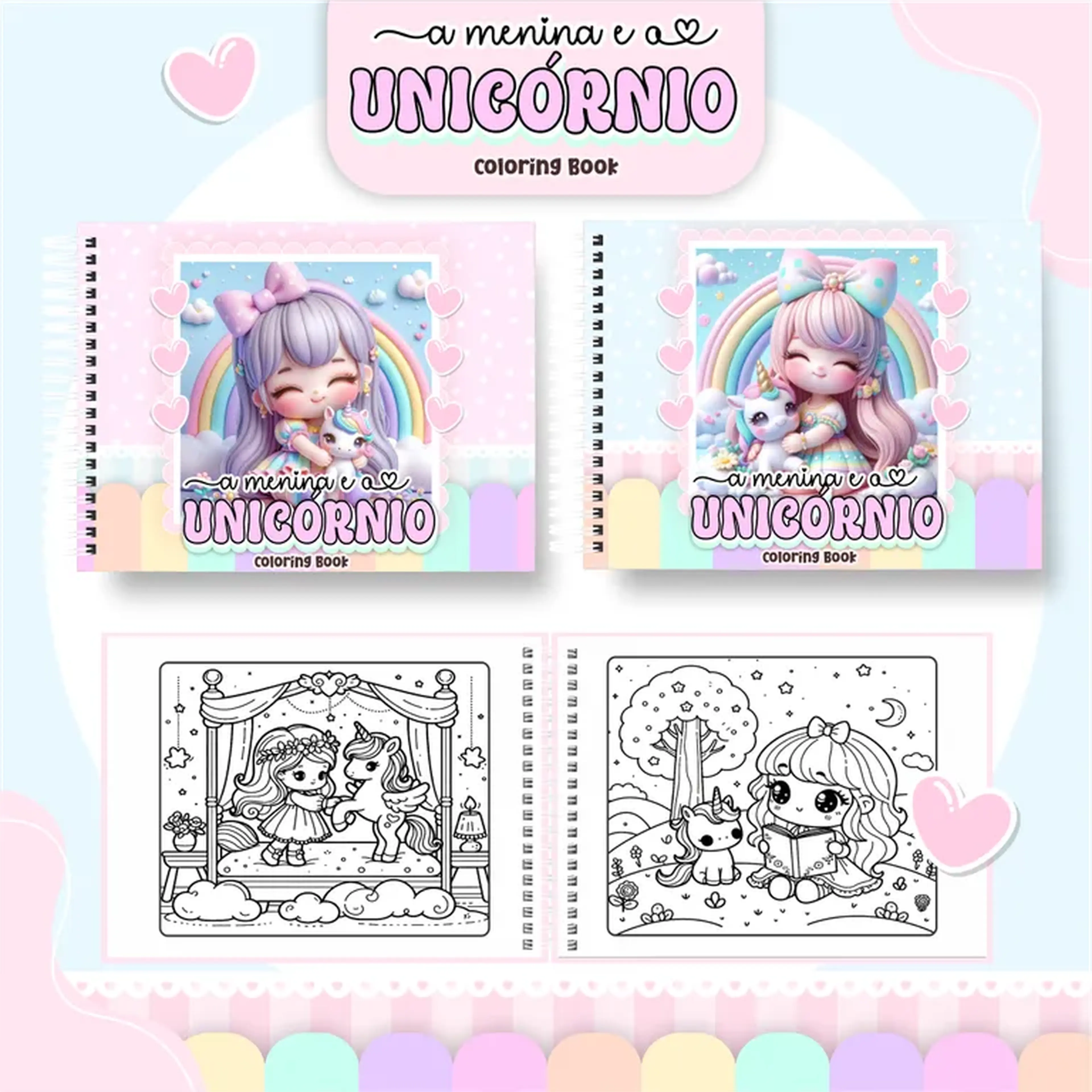 A Menina e o Unicórnio Colorir imagem