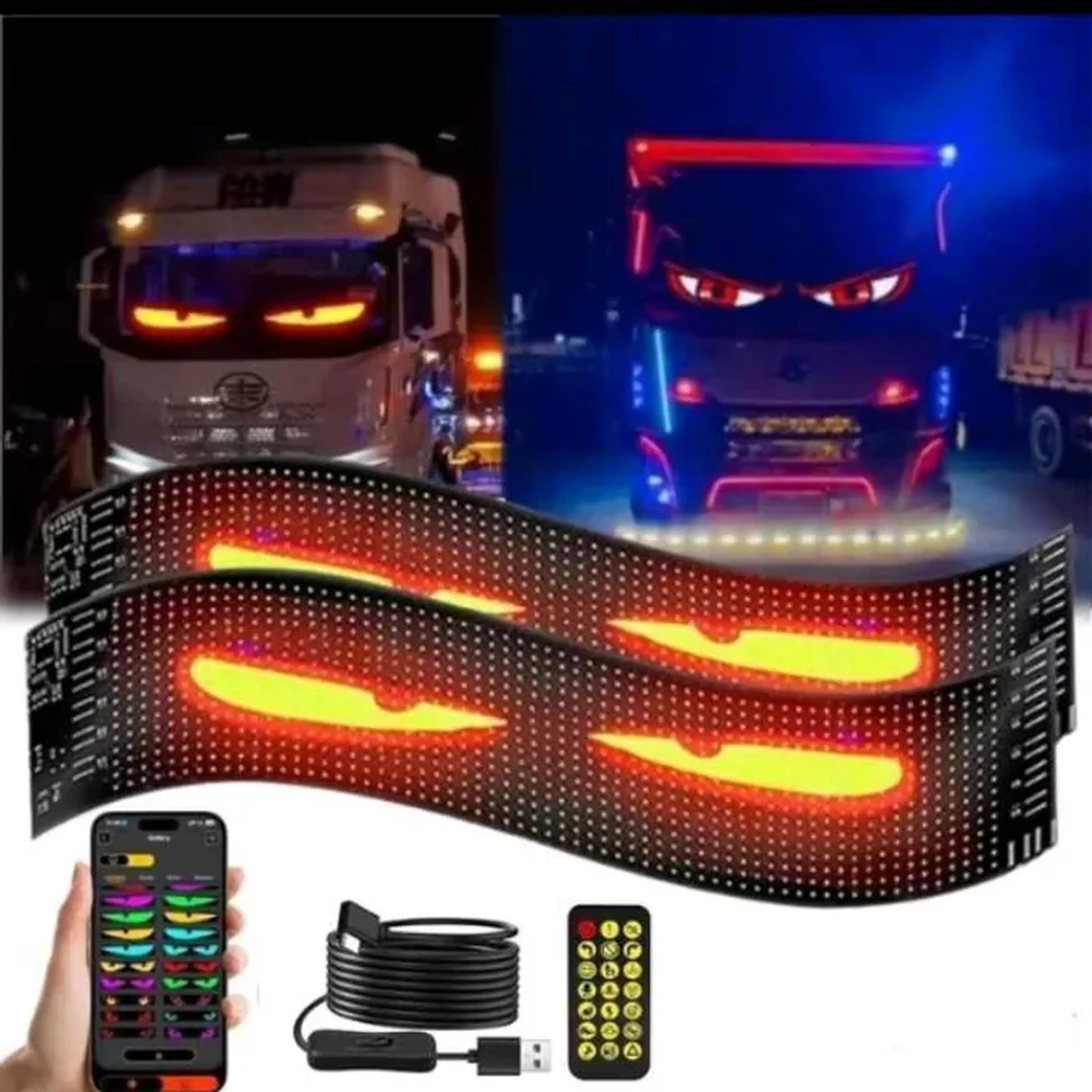 olhos em Led para caminhão, caretas e máquinas, tamanho grande. imagem