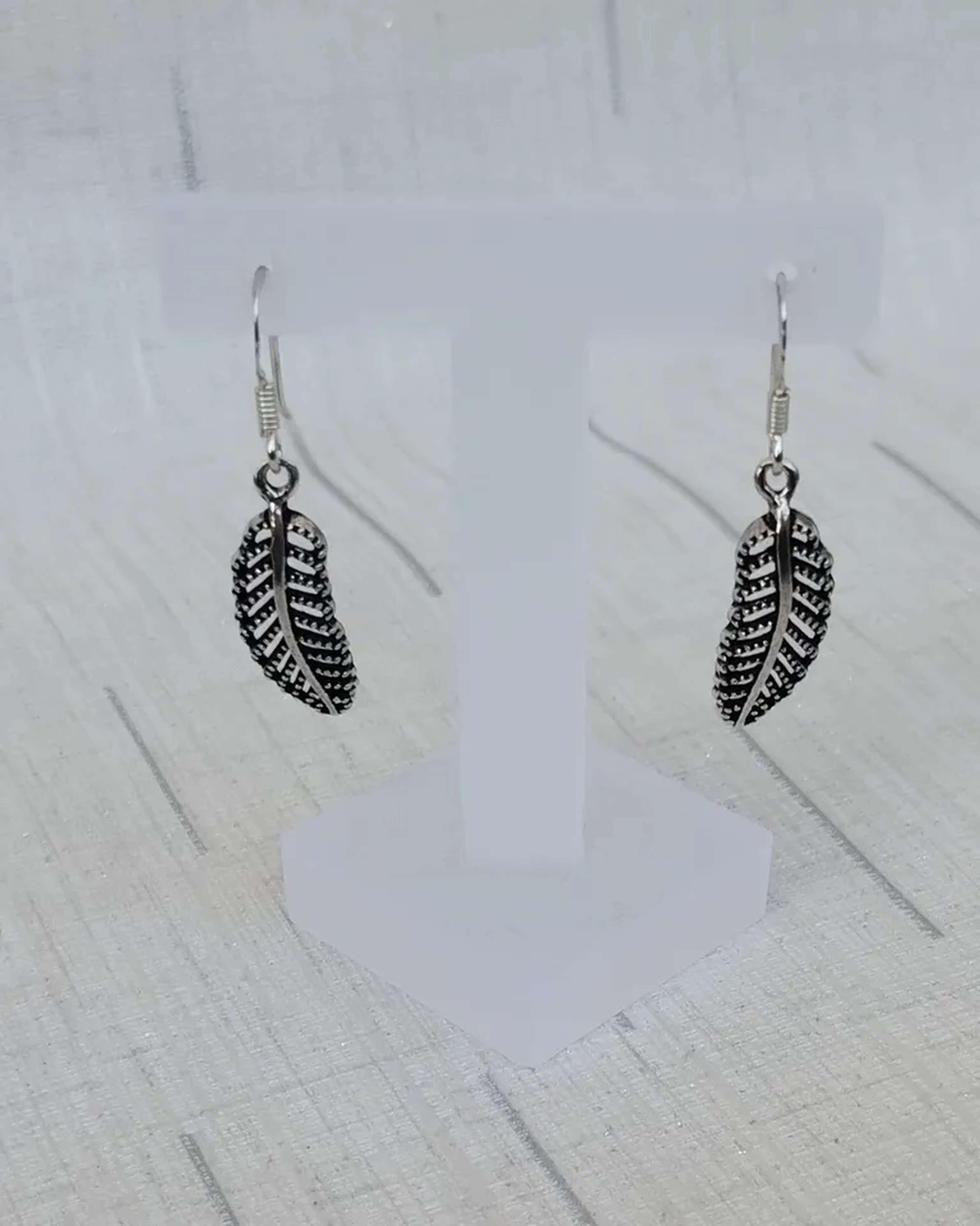 Brincos de Prata 925, folha envelhecida imagem