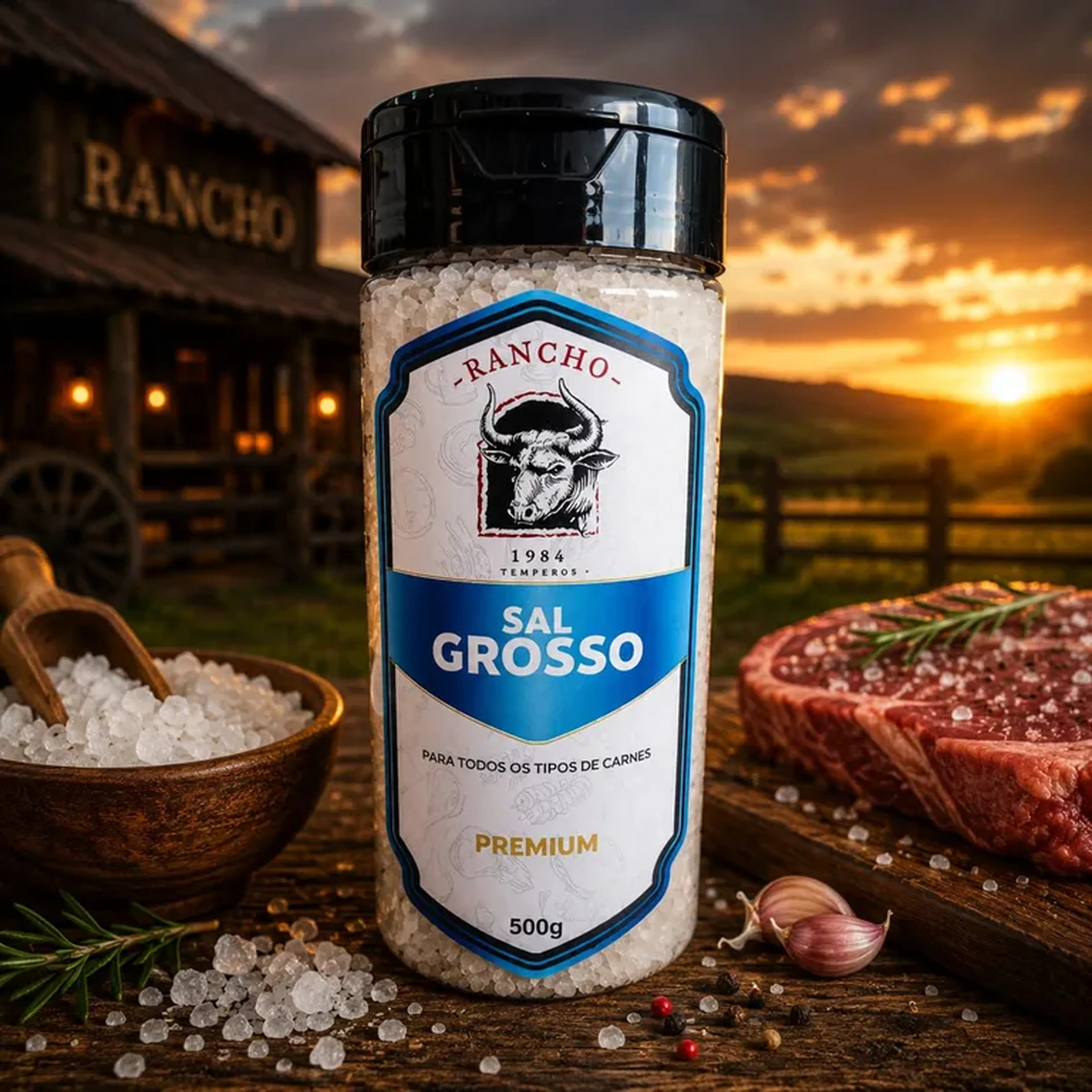 Tempero Para Churrasco Sal Grosso Rancho 1984 500g imagem