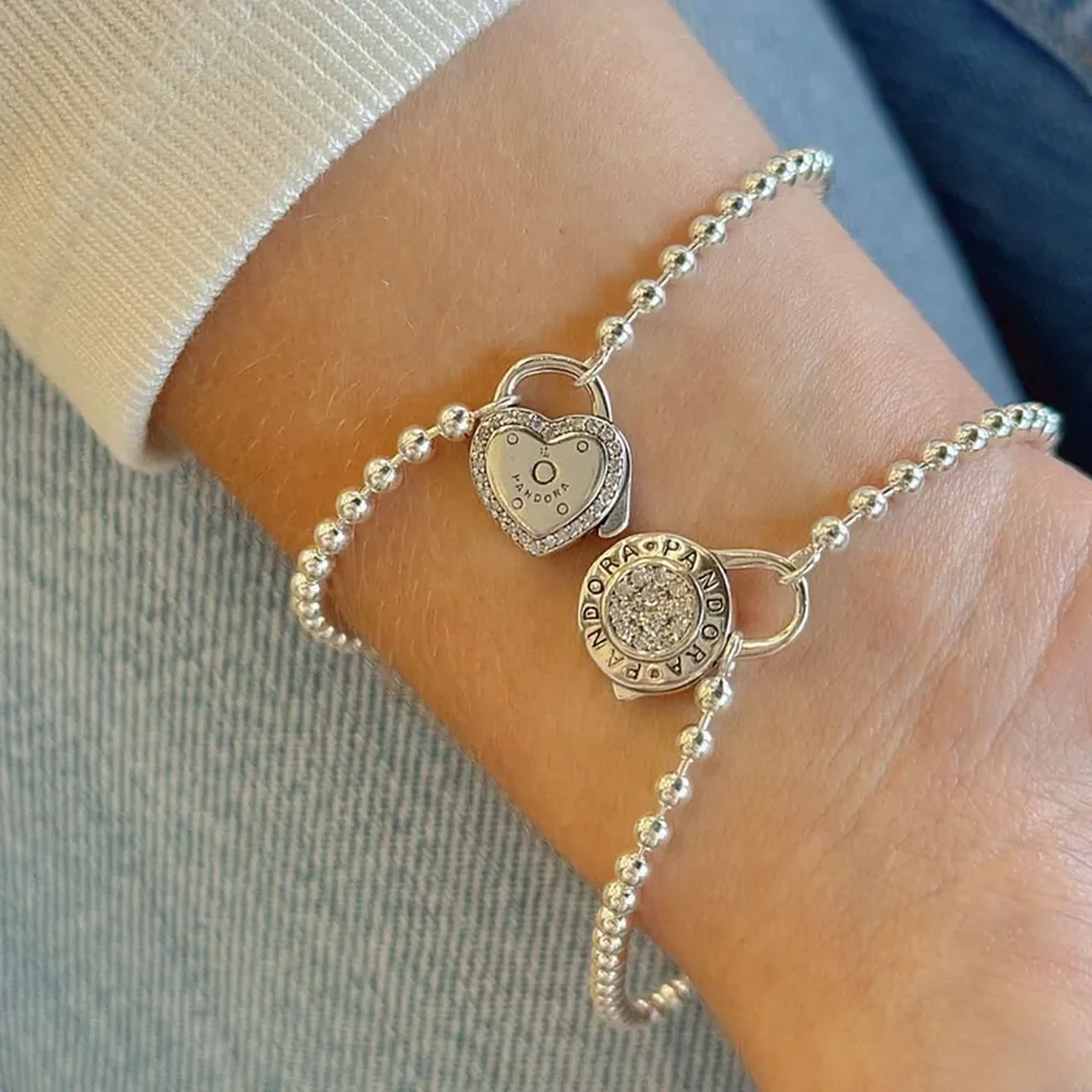 Pulseira bolinhas 3mm fecho redondo cadeado 12mm| 19cm imagem