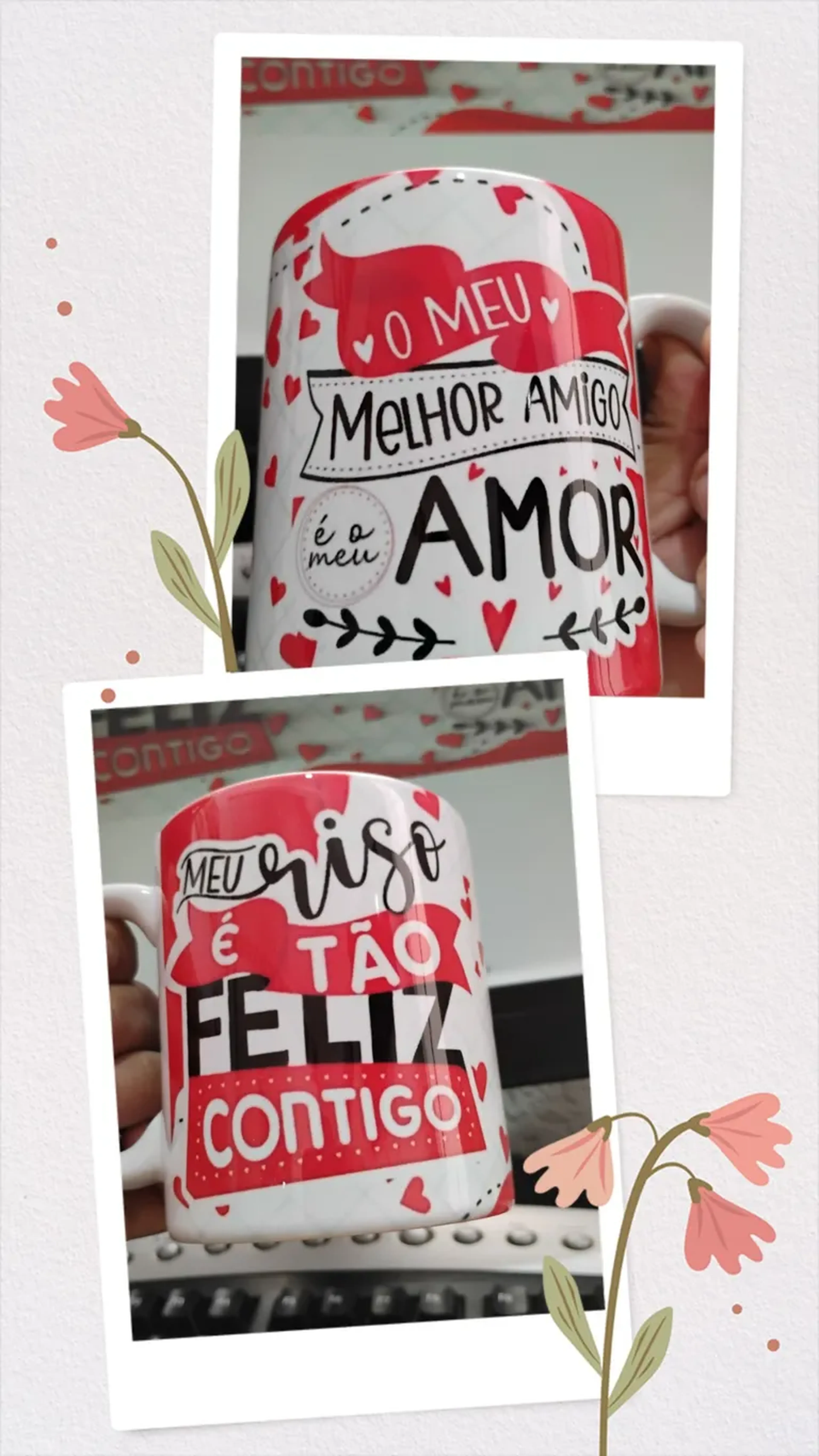 Caneca personalizada meu riso e tão feliz contigo imagem