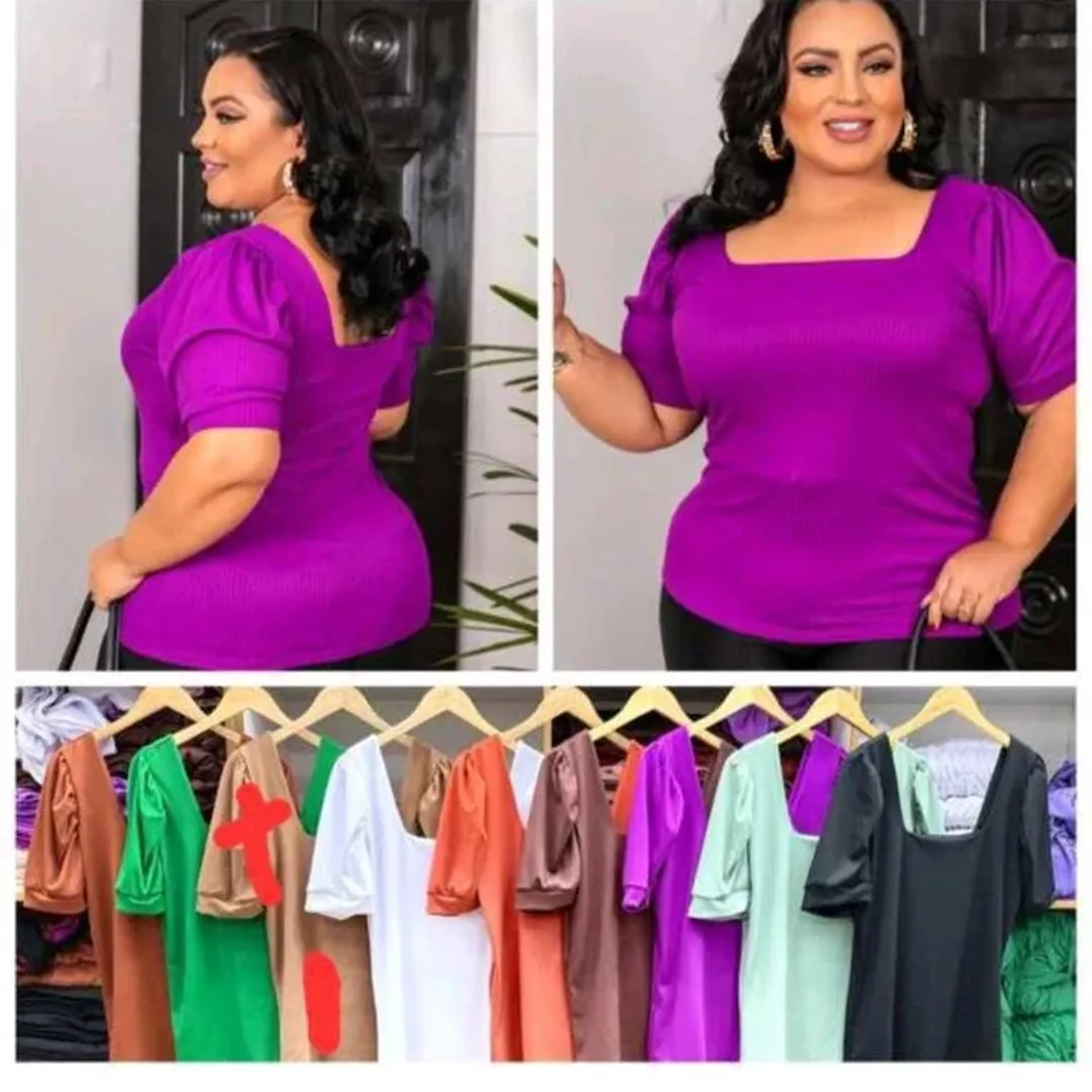 Blusa com Gola quadrada canelada imagem