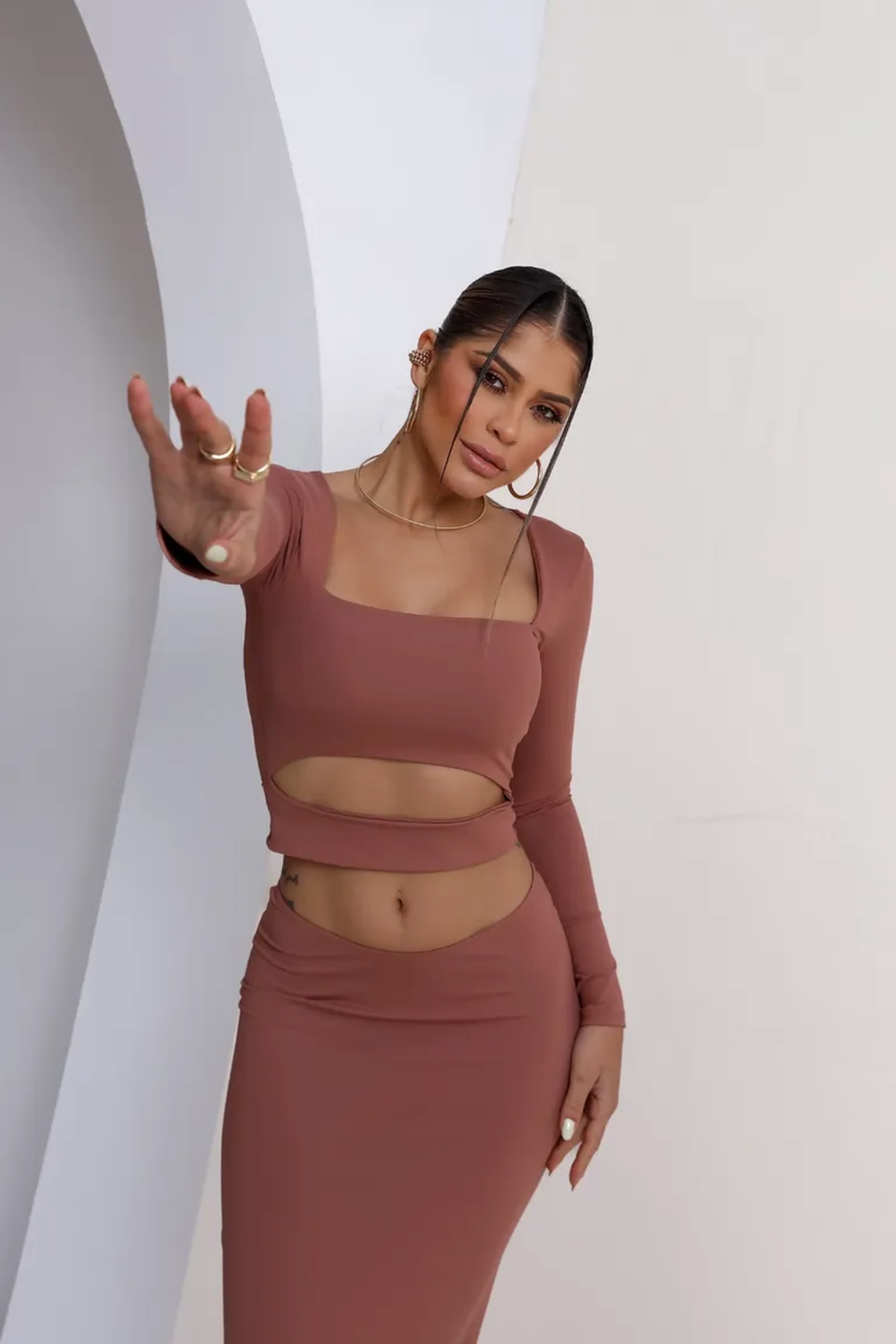 Cropped Glenda Marrom imagem