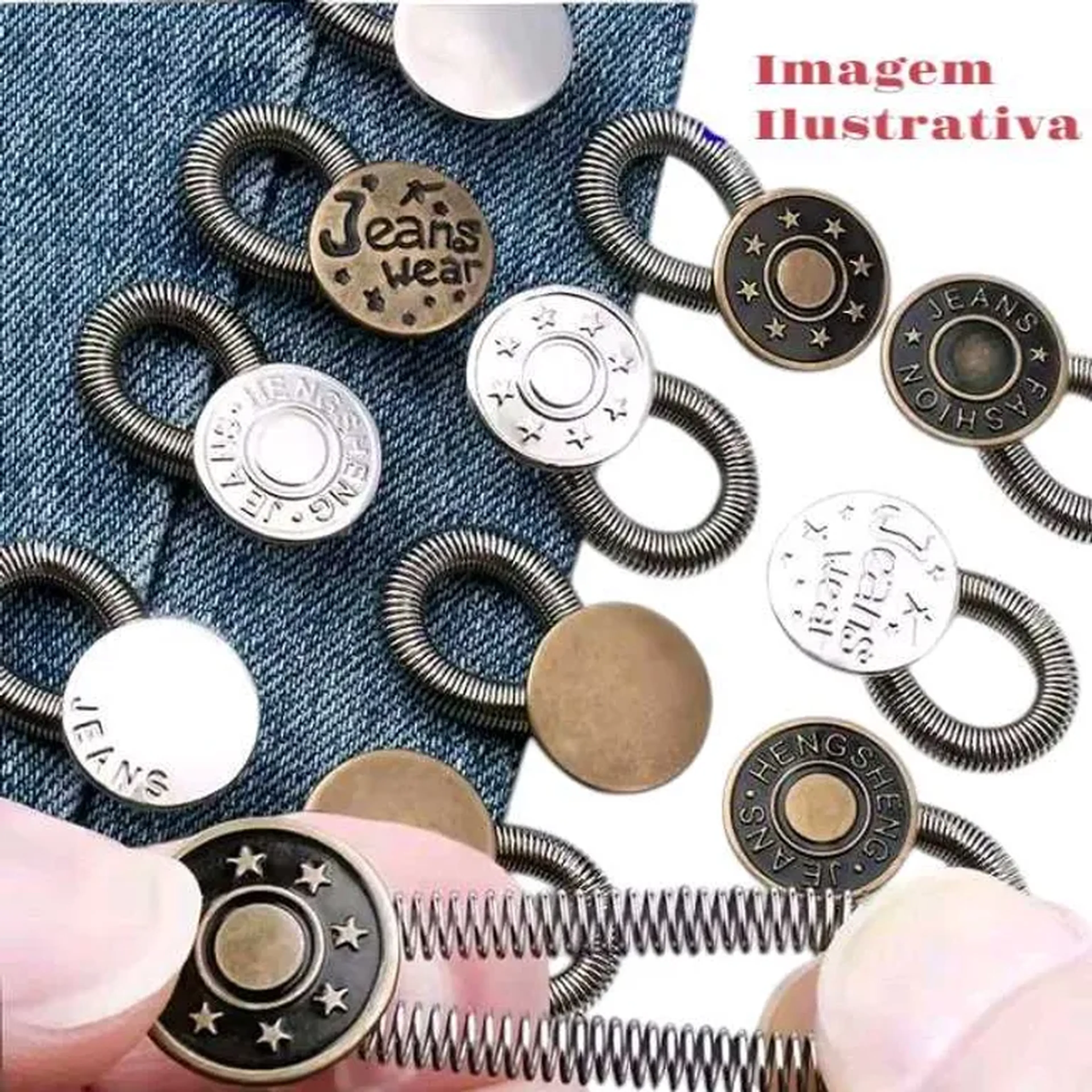 Conjunto de extensores com 3 5 10 Botões Ajustáveis com Mola imagem