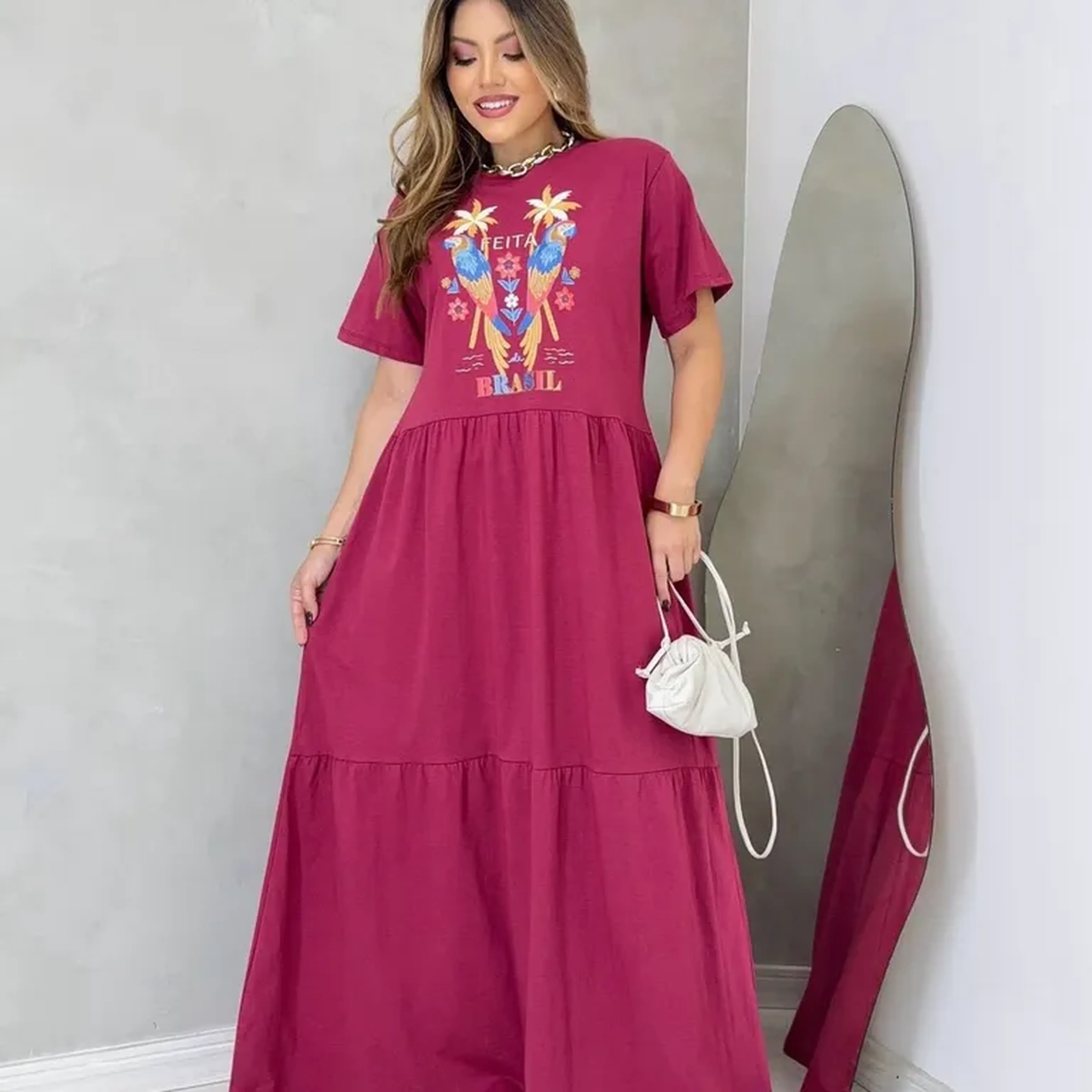 vestido Coração tropical com manga imagem
