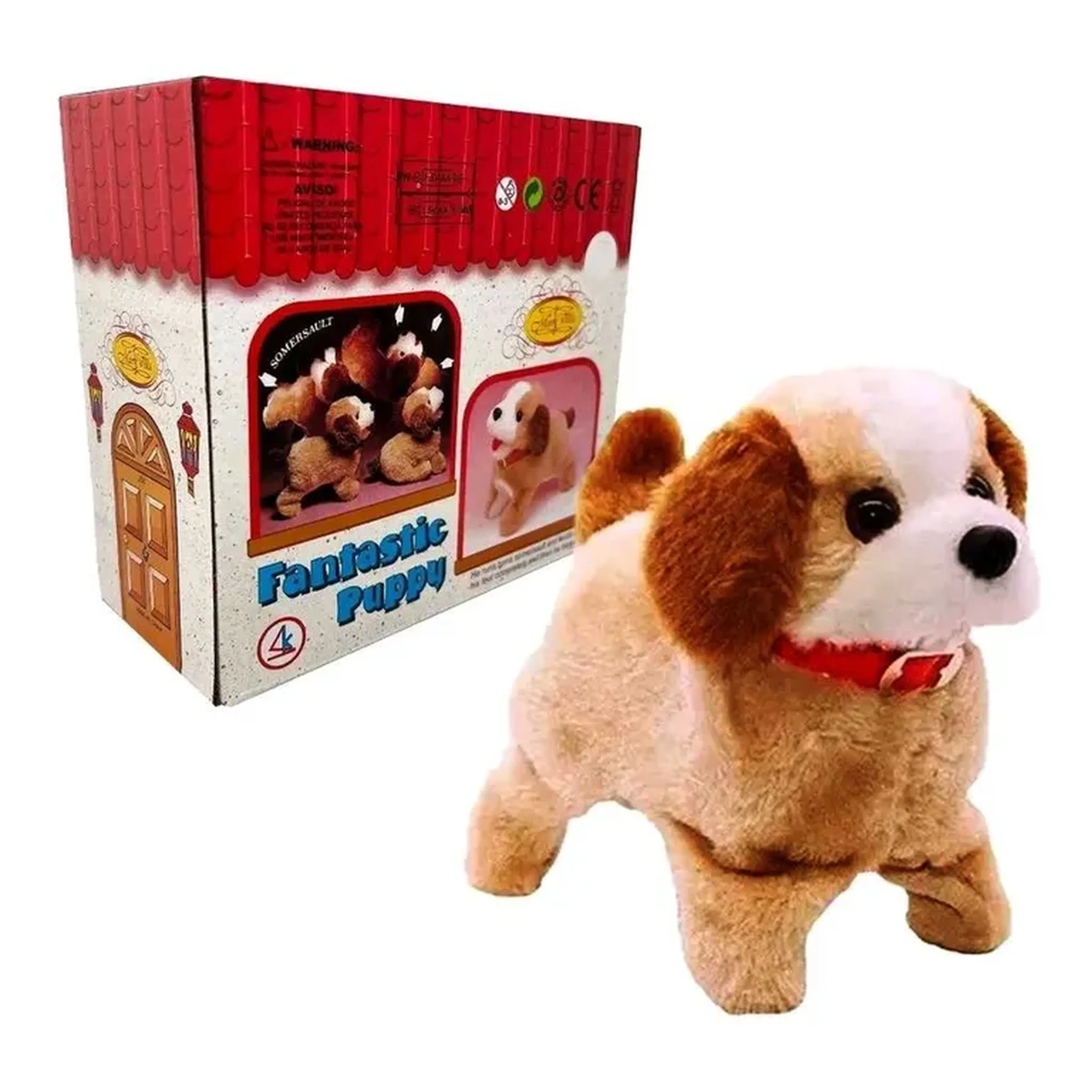 CACHORRO BRINQUEDO DE PELÚCIA PULA ANDA E DA CAMBALHOTA imagem