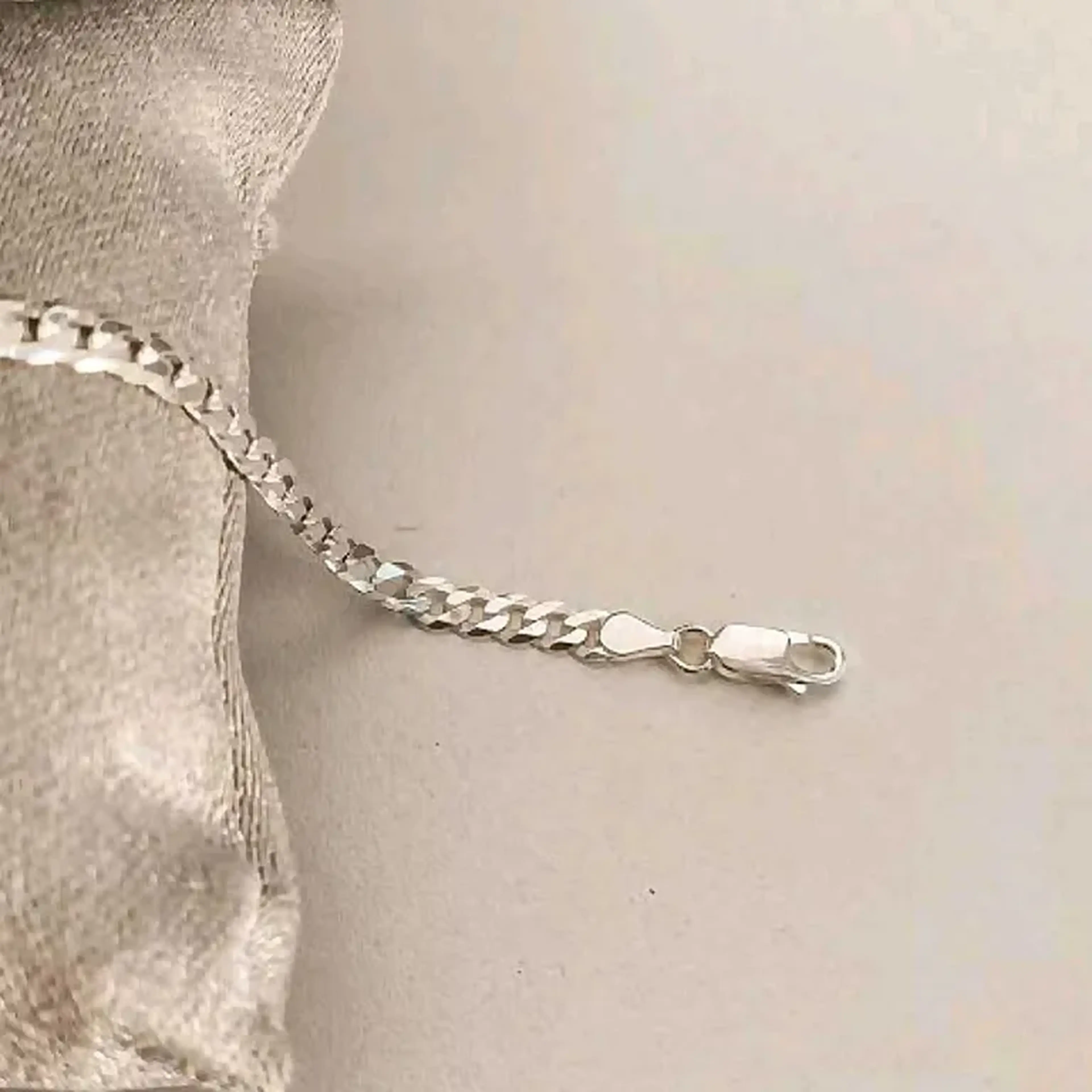 Pulseira Prata Masculina Grumet Fina 16cm. 4mm imagem