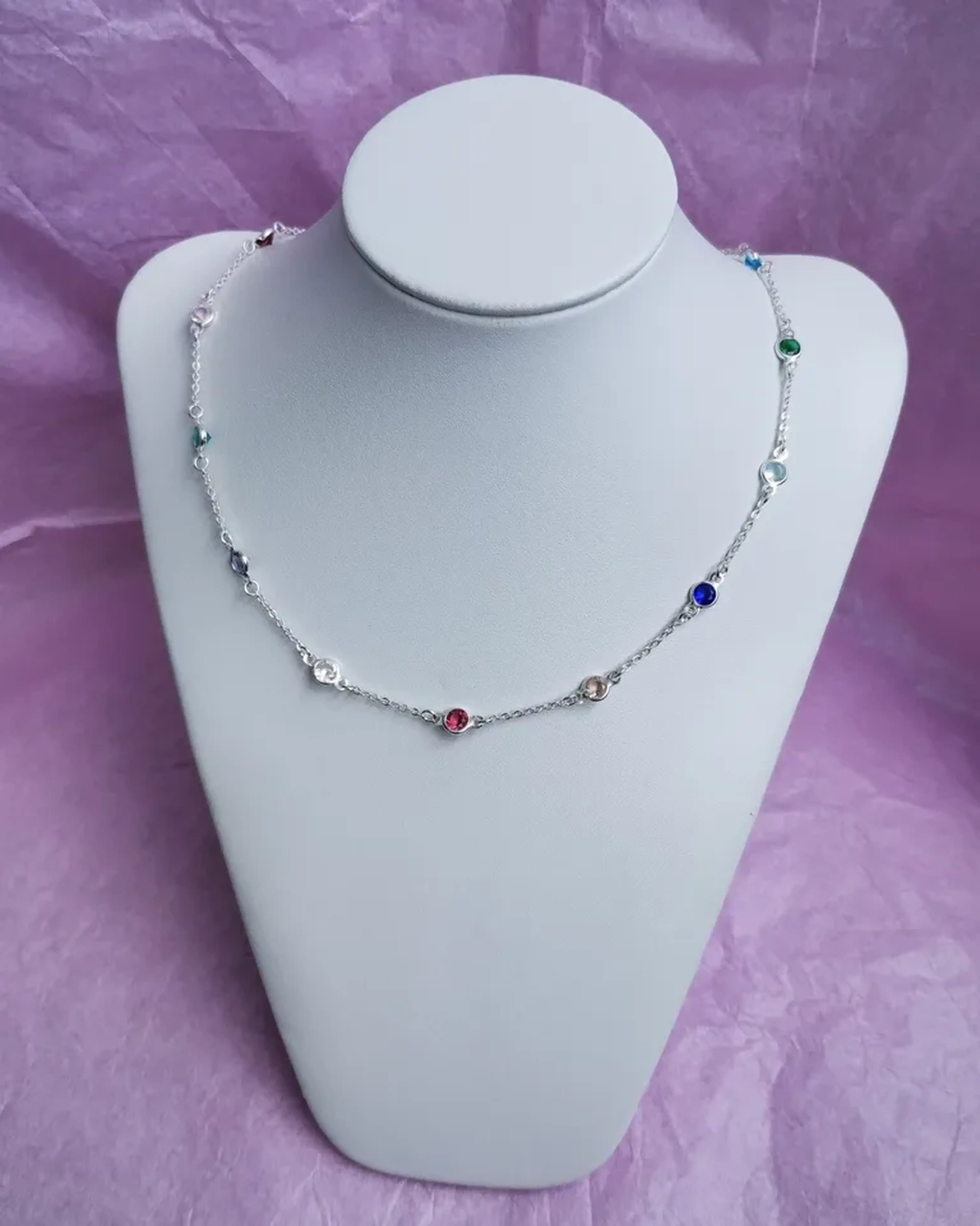 Colar em Prata 925 com Zircônias Multicoloridas imagem