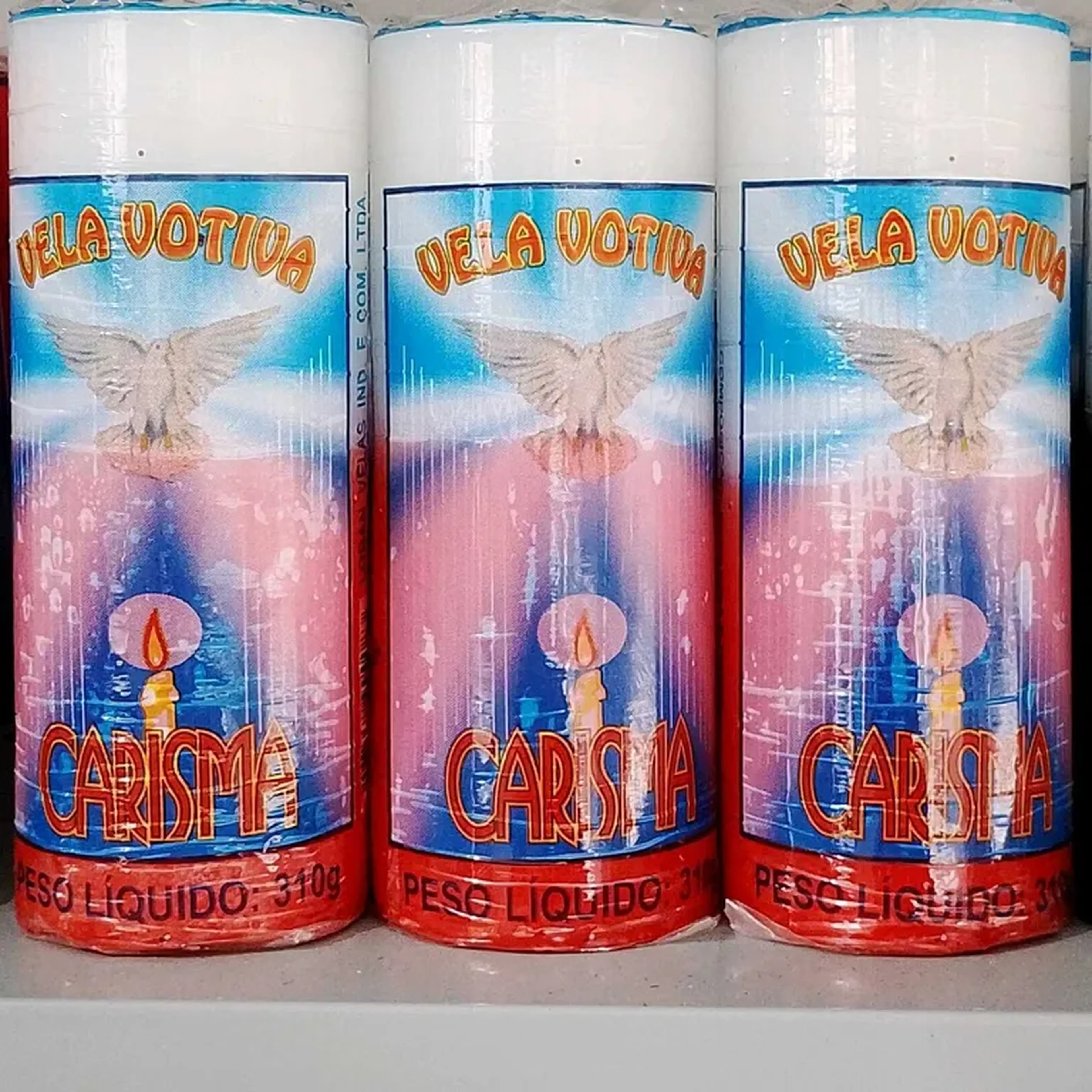 vela branca vermelha 310g 7d imagem