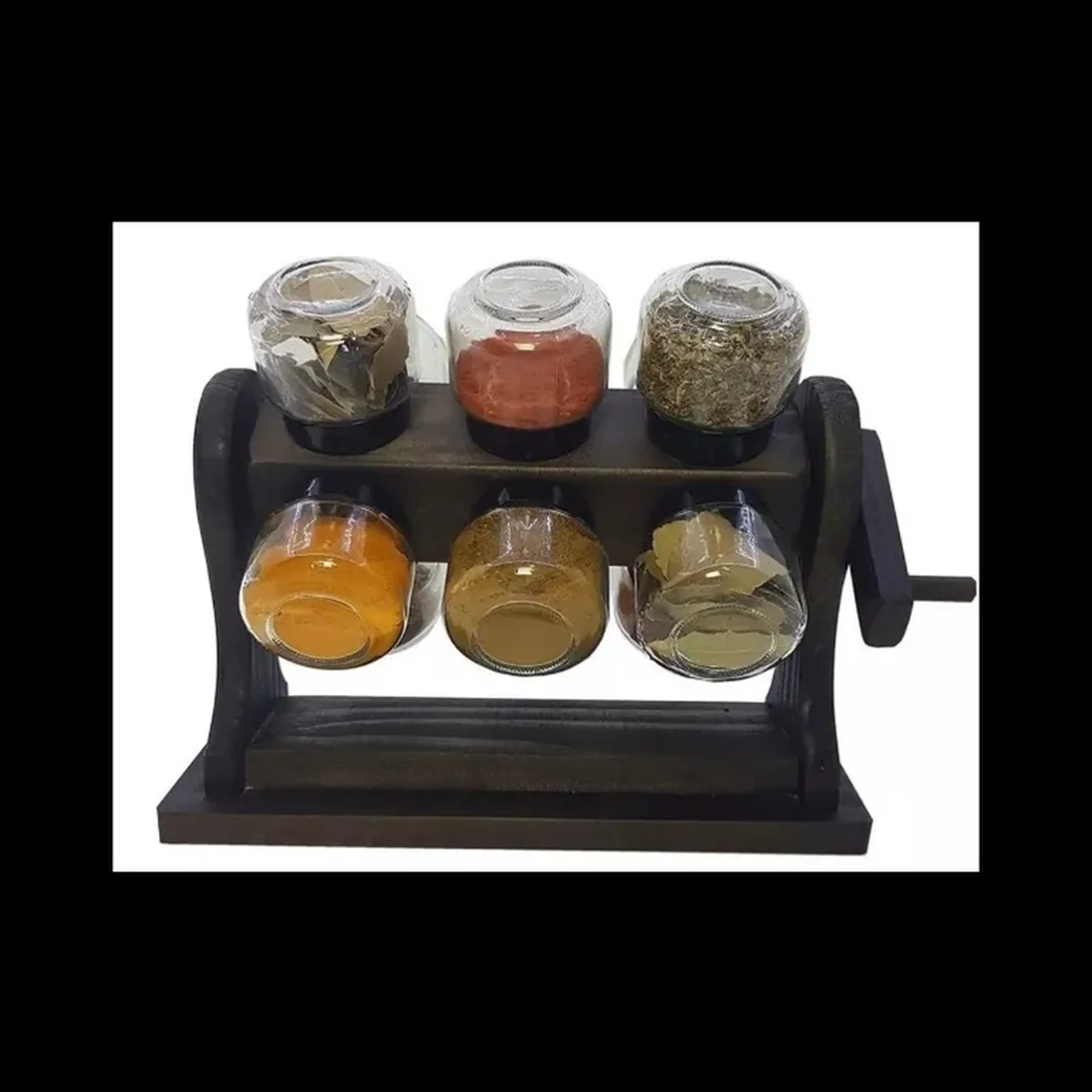 porta tempero giratório madeira 12 Potes de vidro cozinha imagem