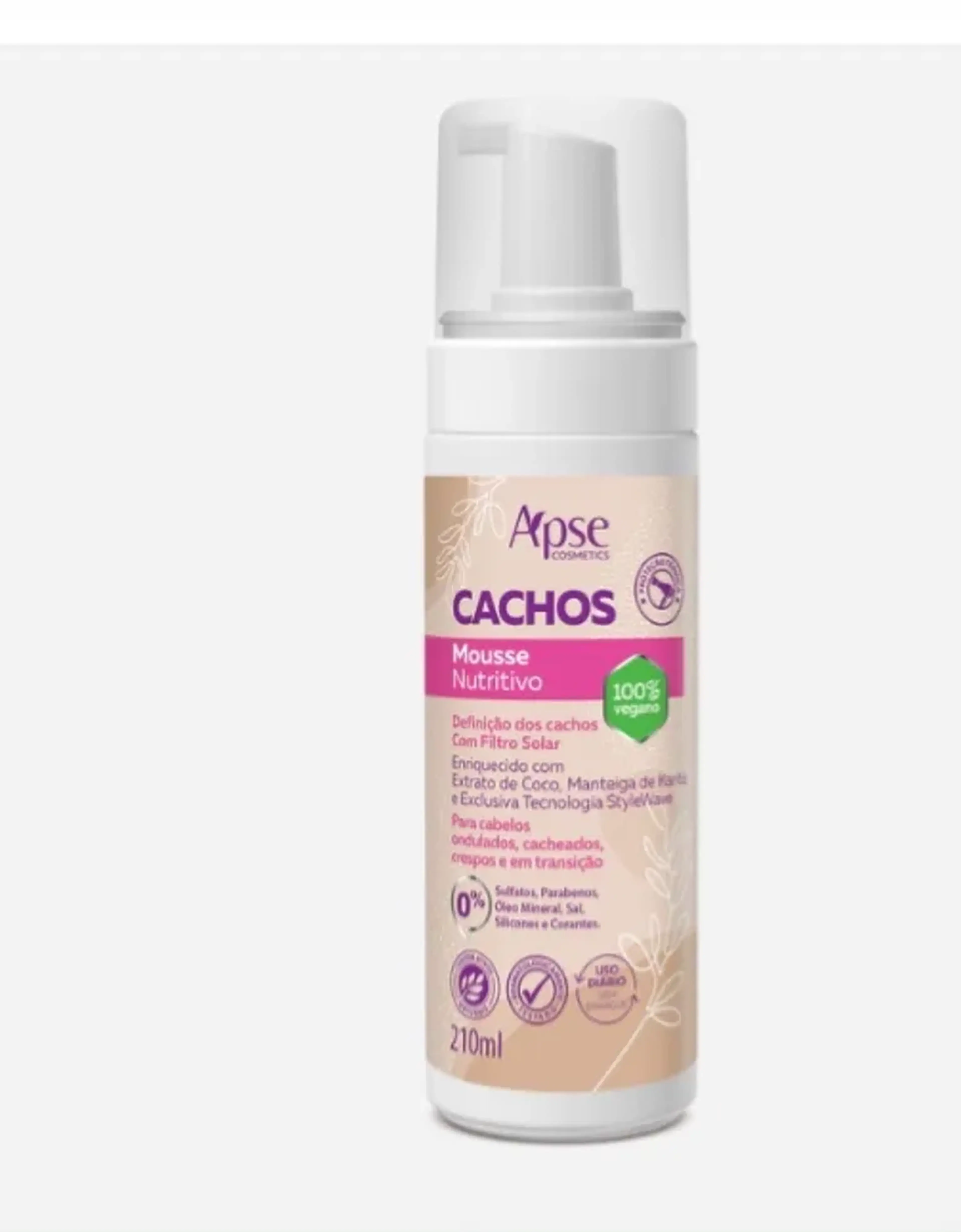 Mousse Nutritivo Cachos 210 ml - Low Poo - Ação Condicionante imagem