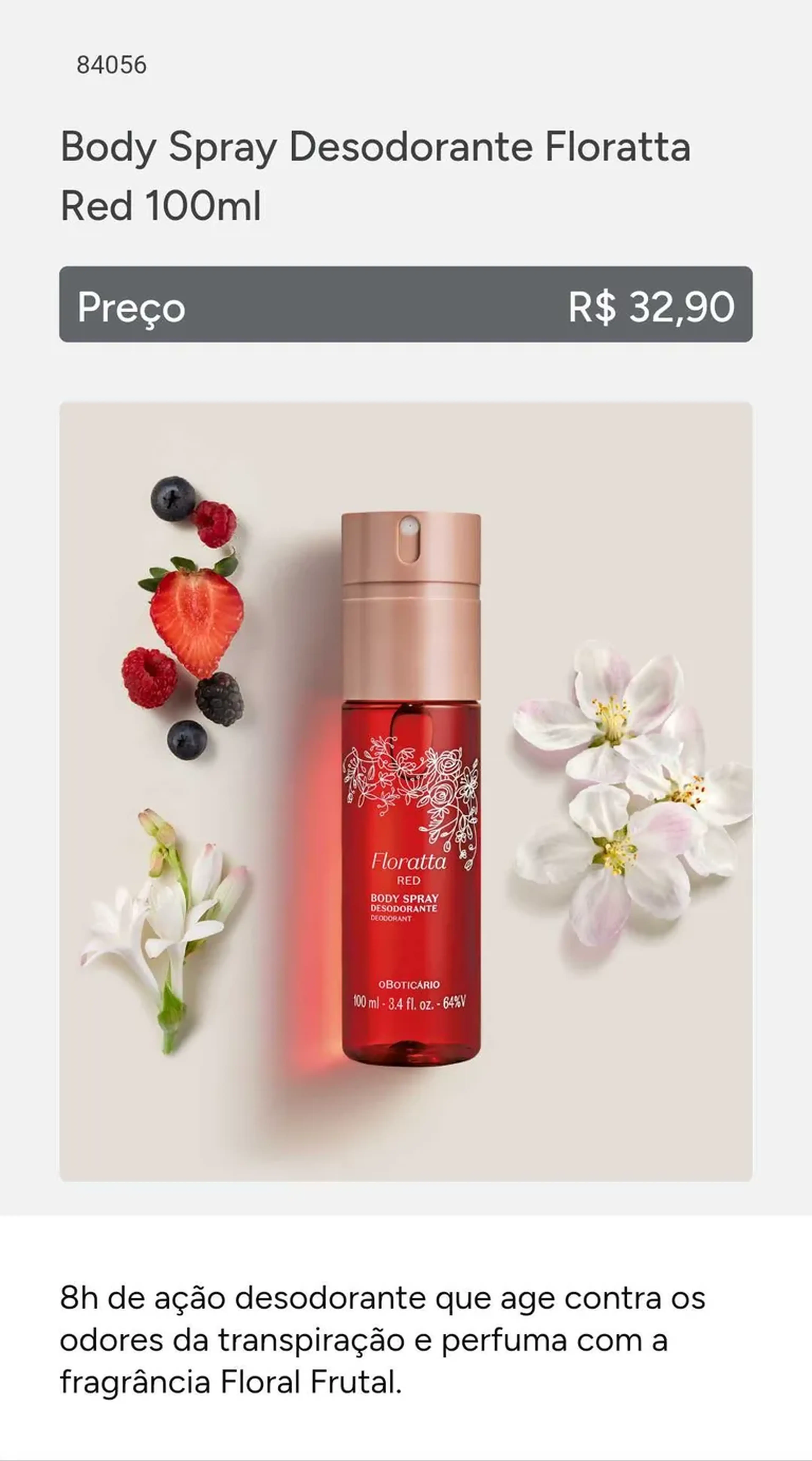 Body Spray Desodorante Floratta Red 100ml imagem