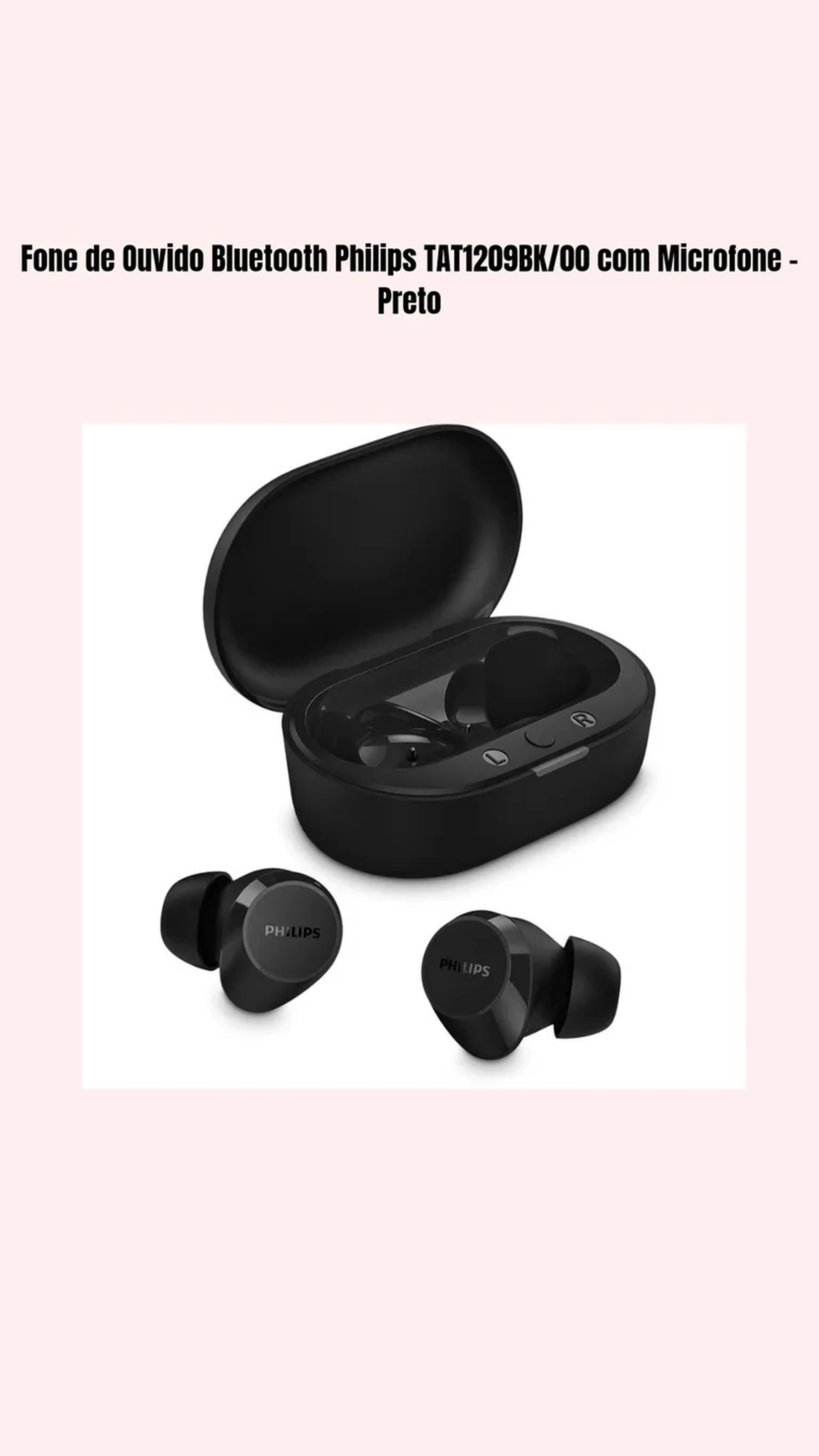 Fone de Ouvido Bluetooth Philips TAT1209BK00 com Microfone imagem