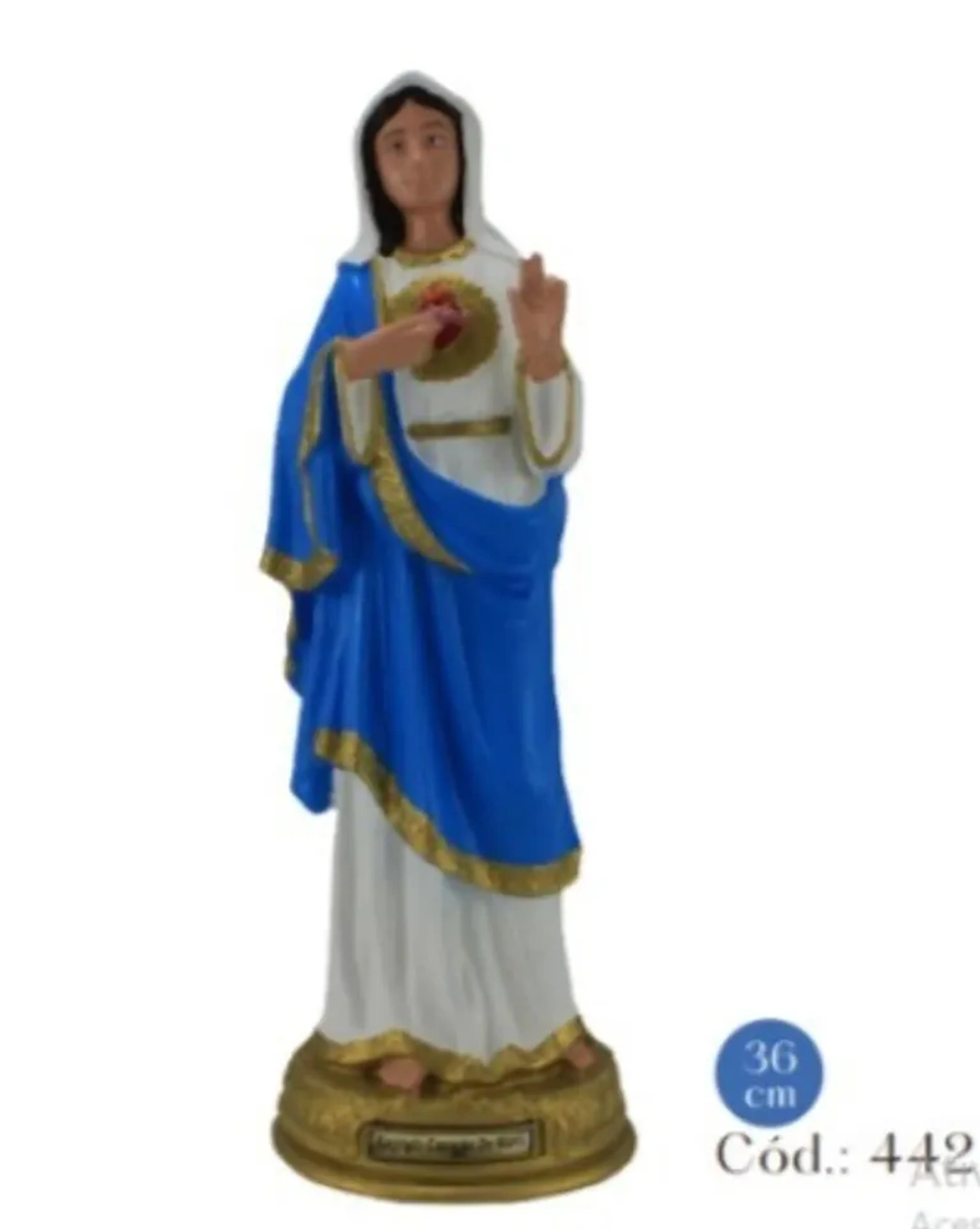 IMAGEM SAGRADO CORAÇAO DE MARIA 36 CM EM BORRACHA imagem