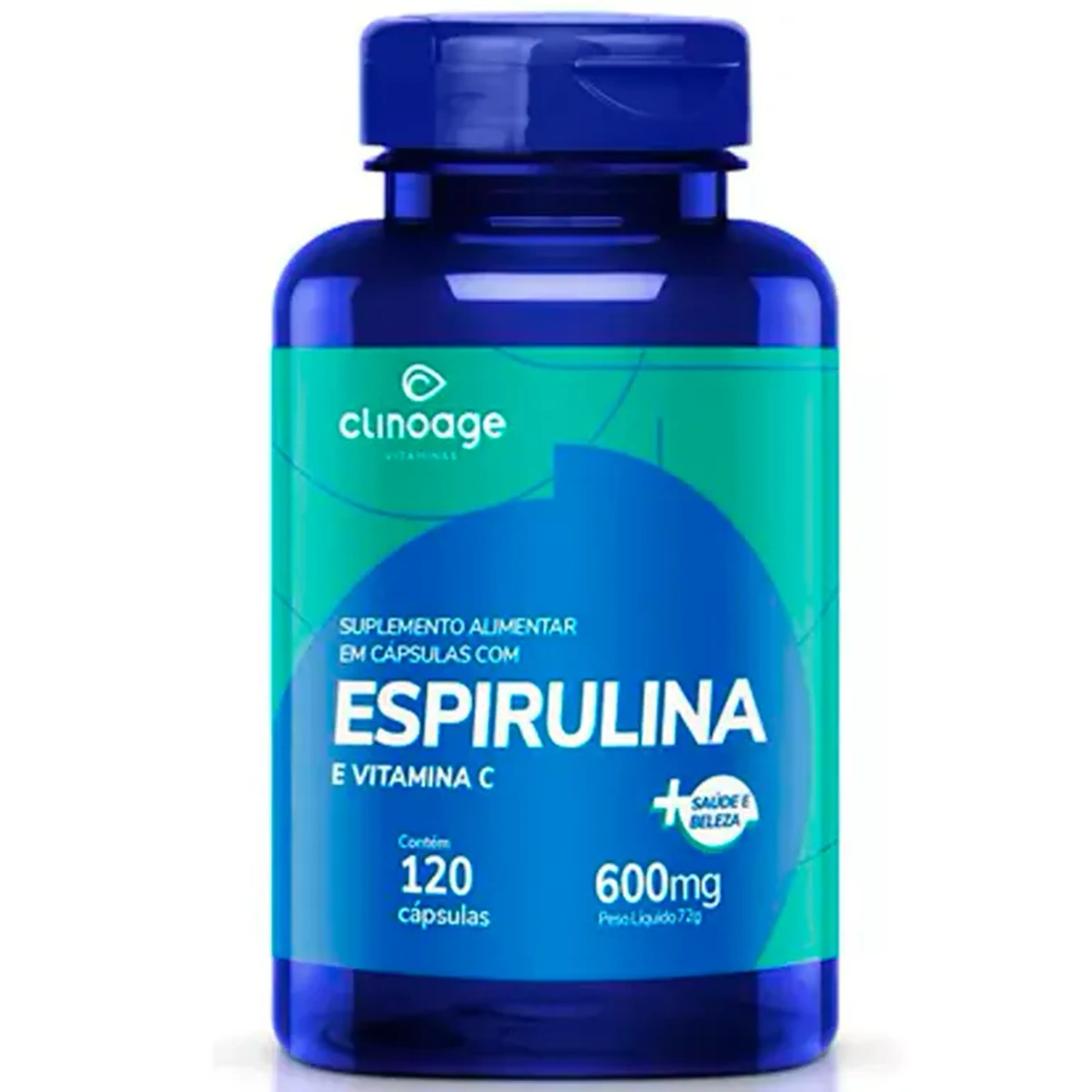 Espirulina + vitamina C 120 capsula 600 mg imagem