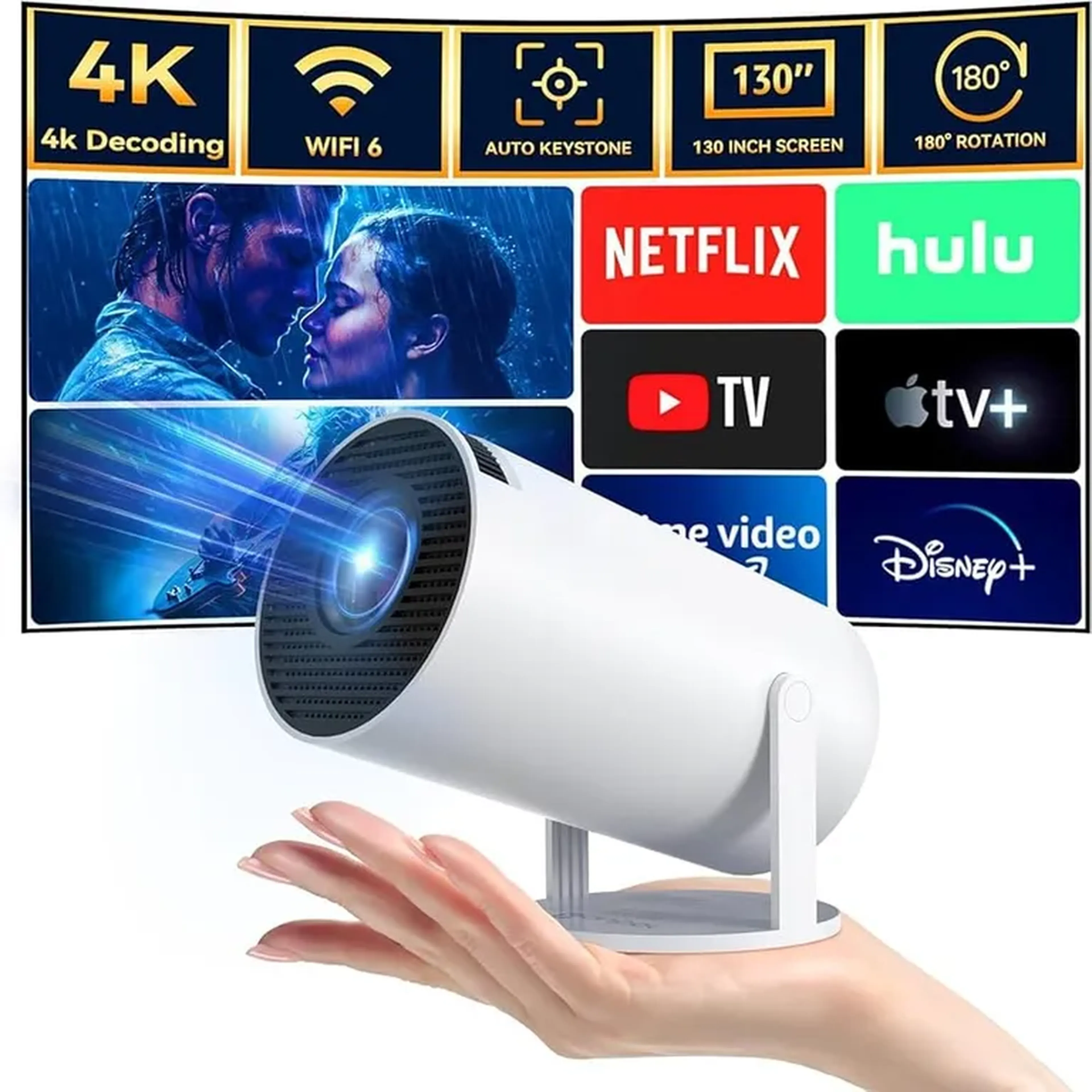 Projetor-4K - WiFi e Bluetooth - Android 11 imagem