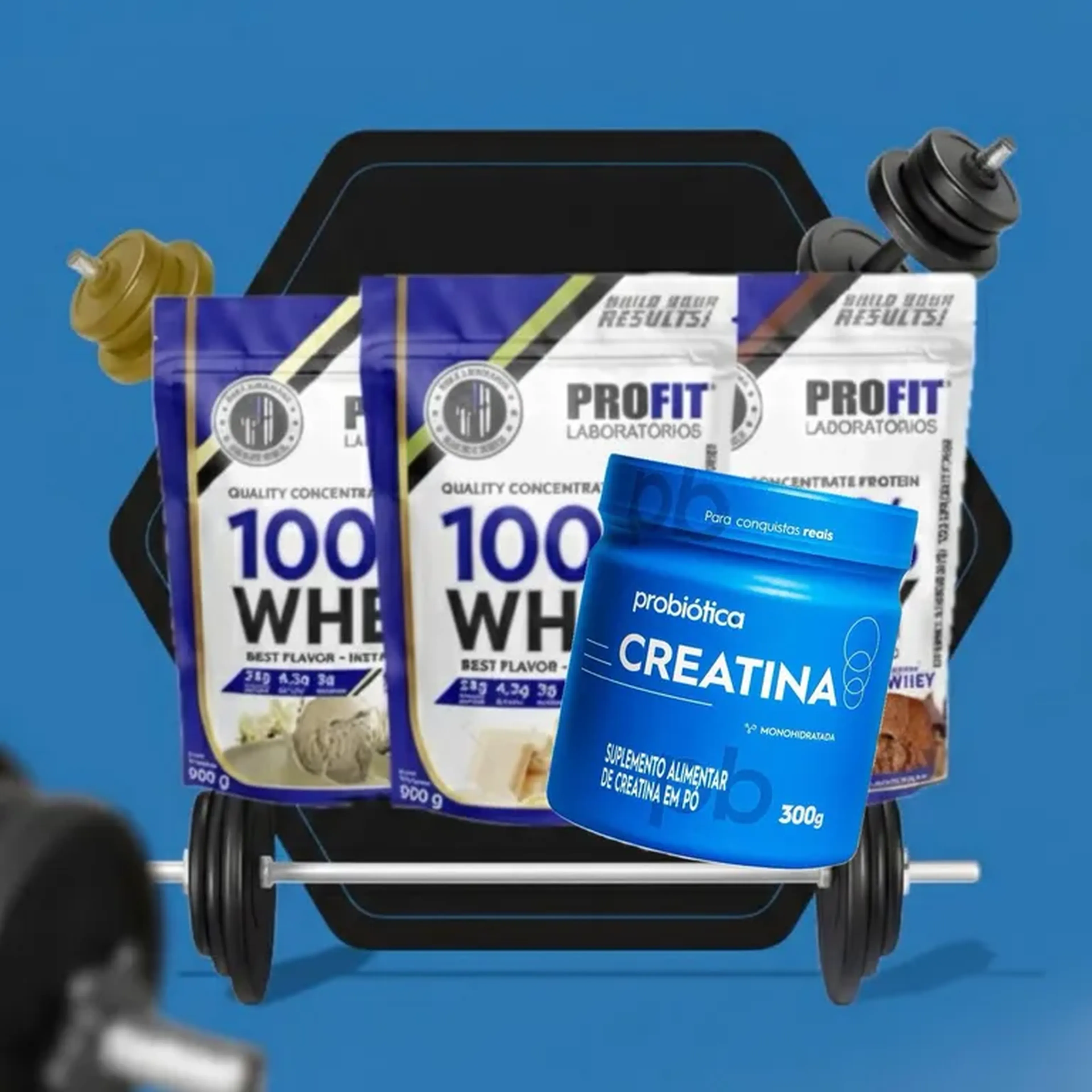 WHEY 100% + CREATINA 300g imagem